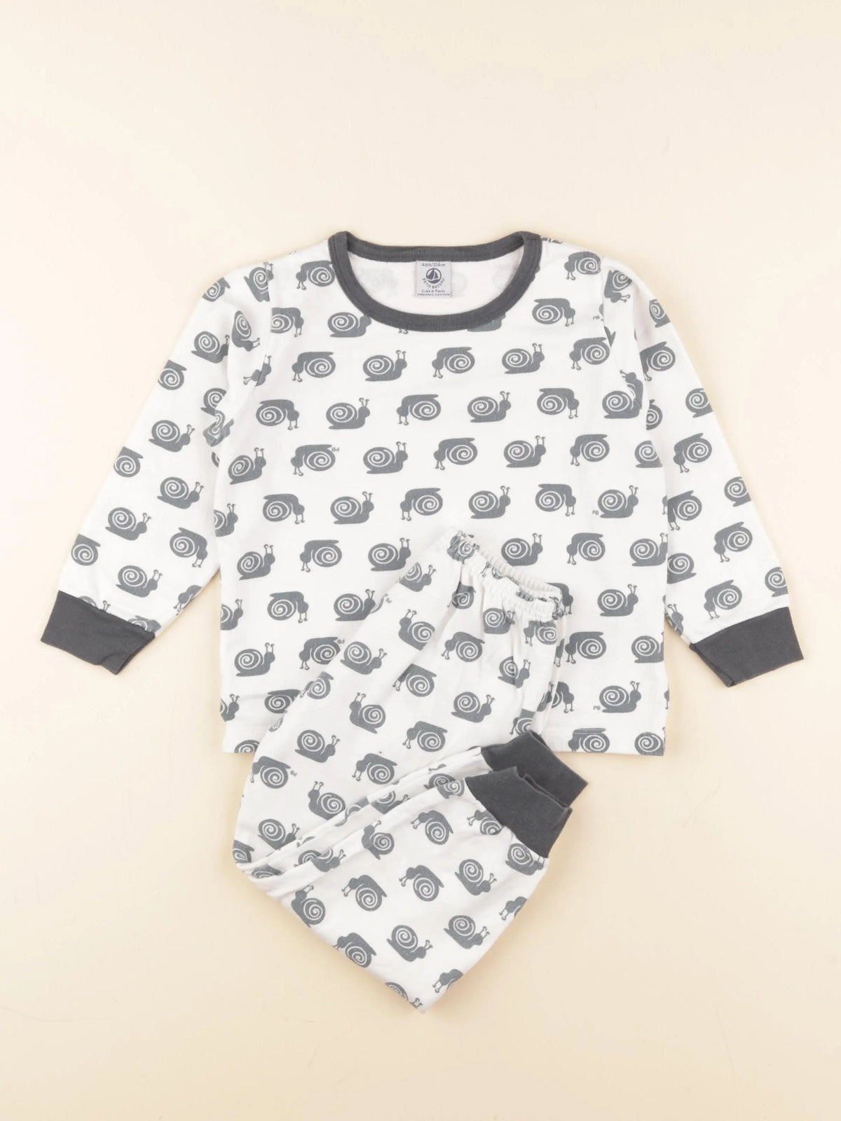 Petit Bateau - pyjama coton blanc, vert - 4 ans