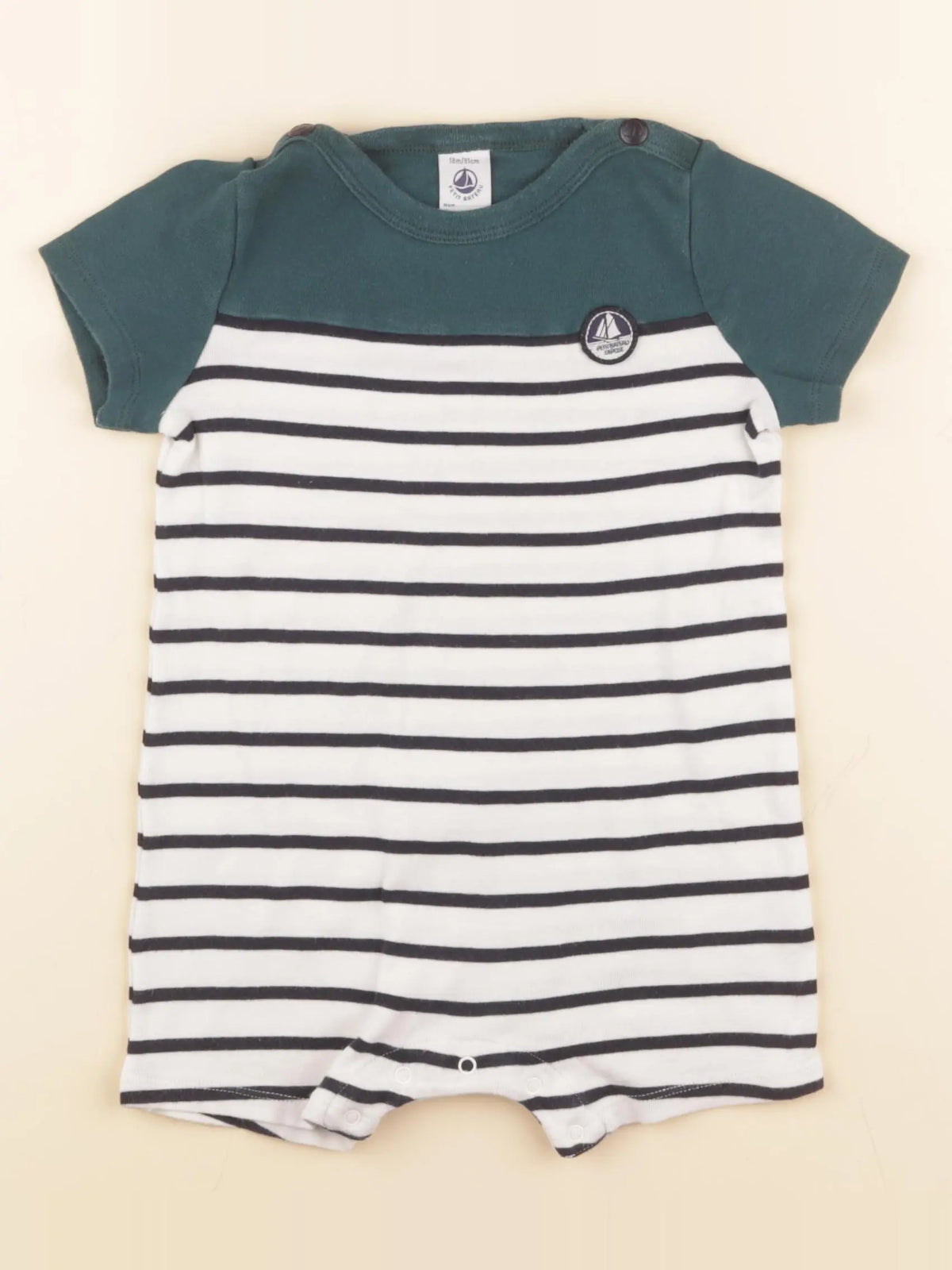 Petit Bateau - combinaison bleu, blanc - 18 mois