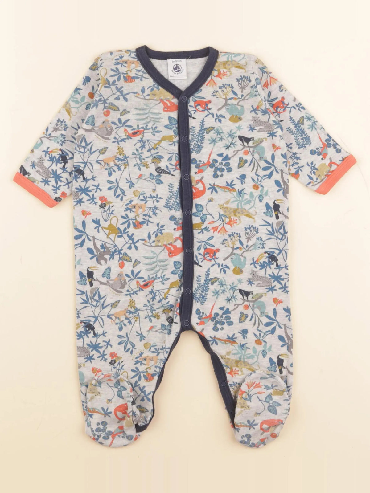 Petit Bateau - pyjama coton gris, bleu - 6 mois