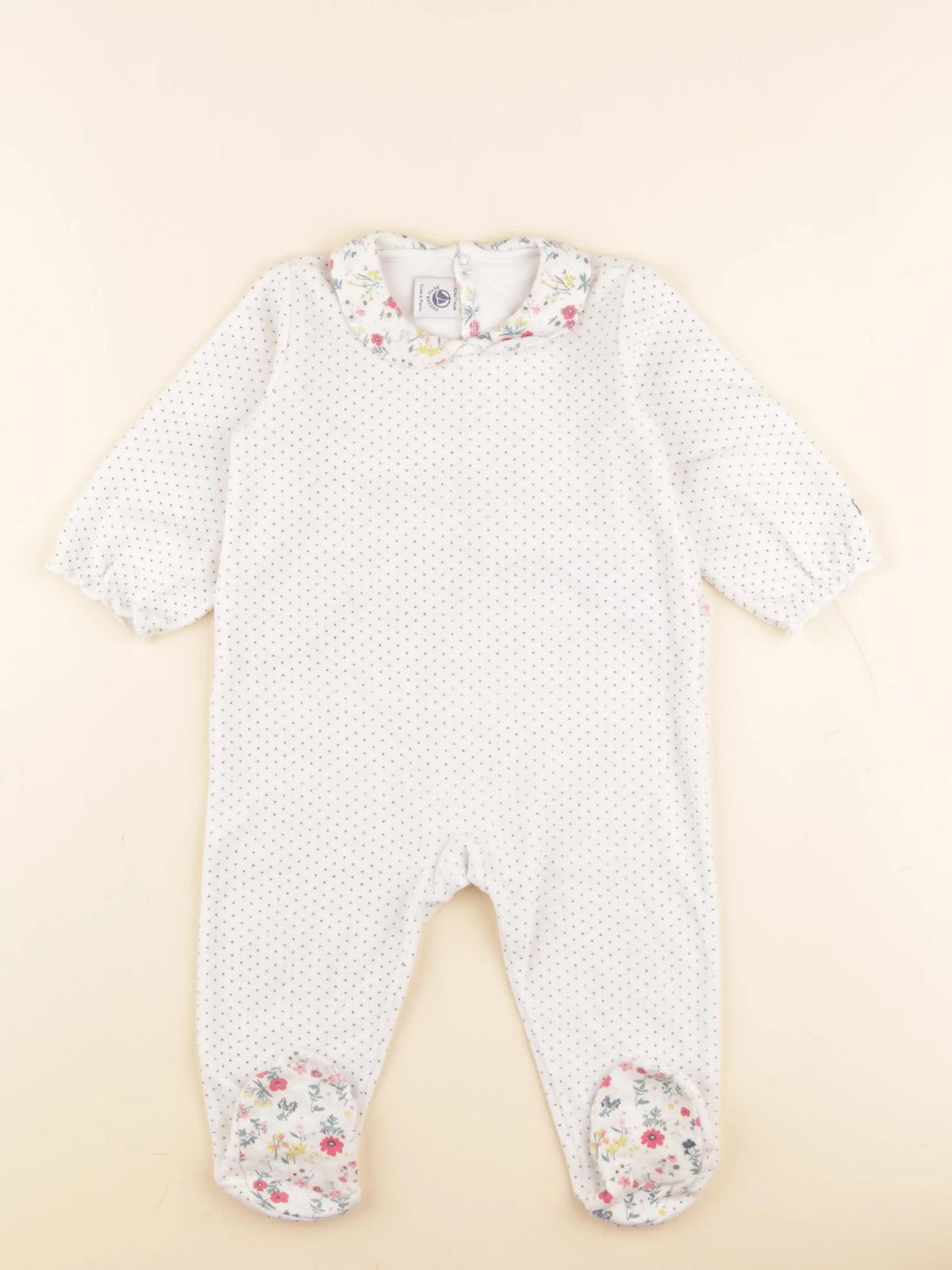 Petit Bateau - pyjama velours bleu - 12 mois
