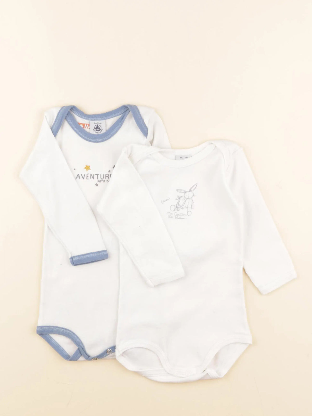 Petit Bateau - lot de 2 bodies en coton blanc - 6 mois