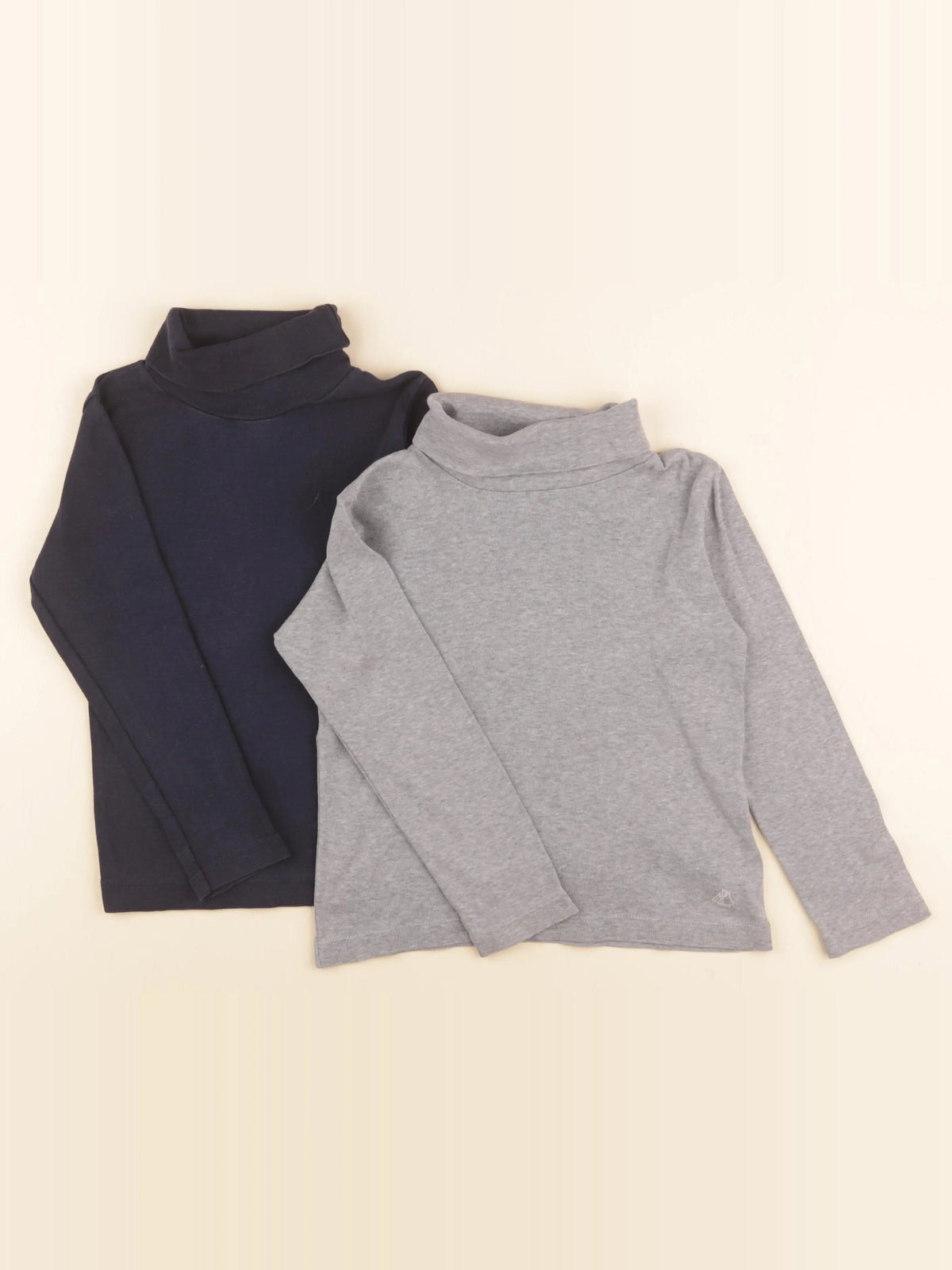 Petit Bateau - lot de 2 sous-pulls bleu, gris - 5 ans