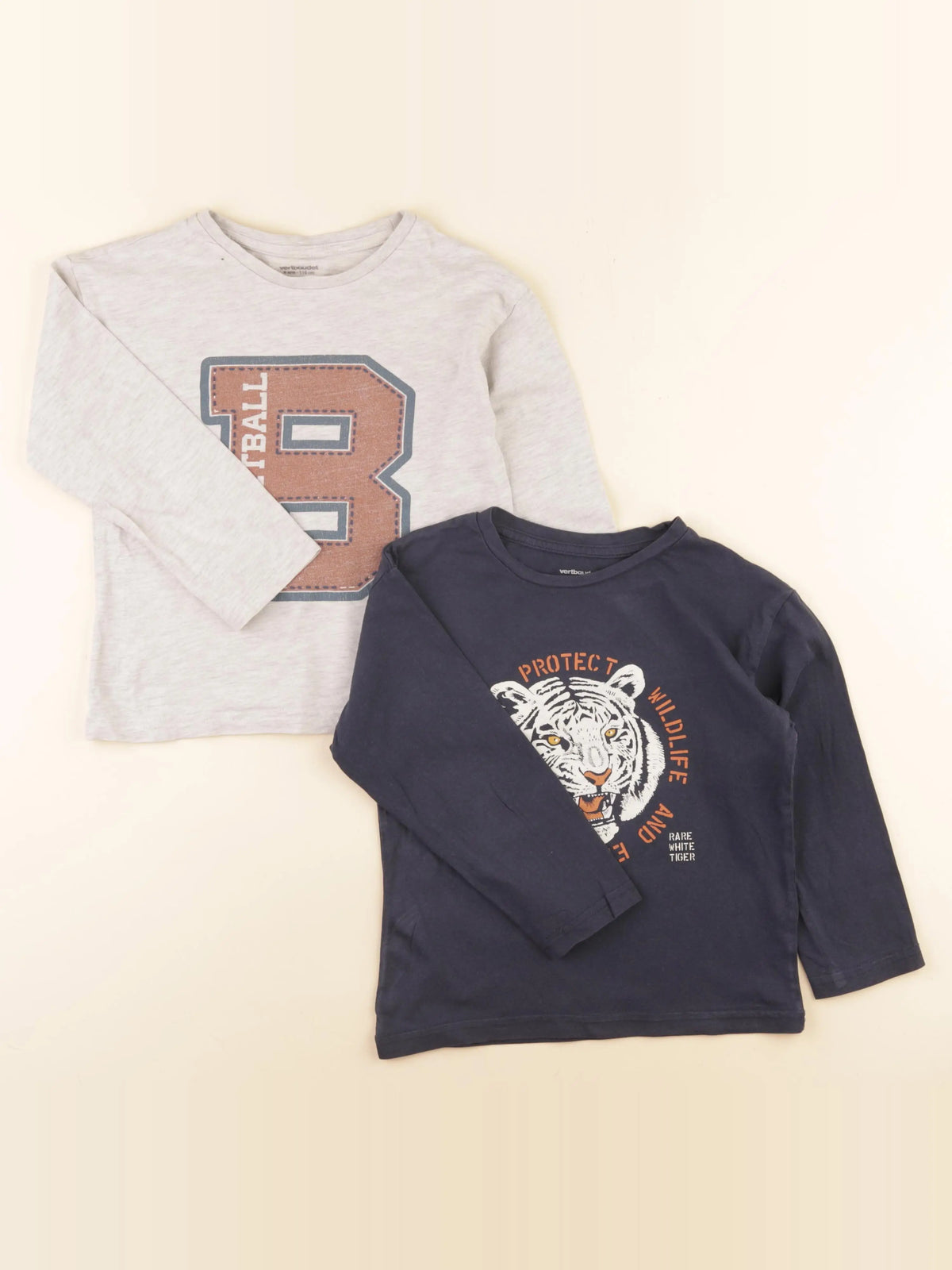 Vertbaudet - lot de 2 tee-shirts gris, bleu - 6 ans