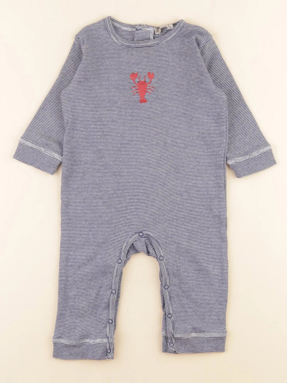 Boutchou - pyjama coton bleu, blanc - 12 mois