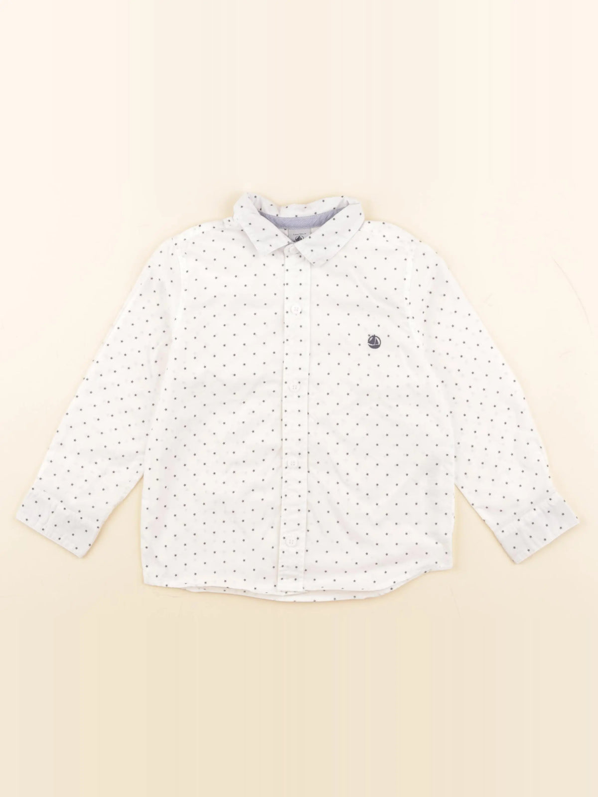 Petit Bateau - chemise blanc, bleu - 4 ans