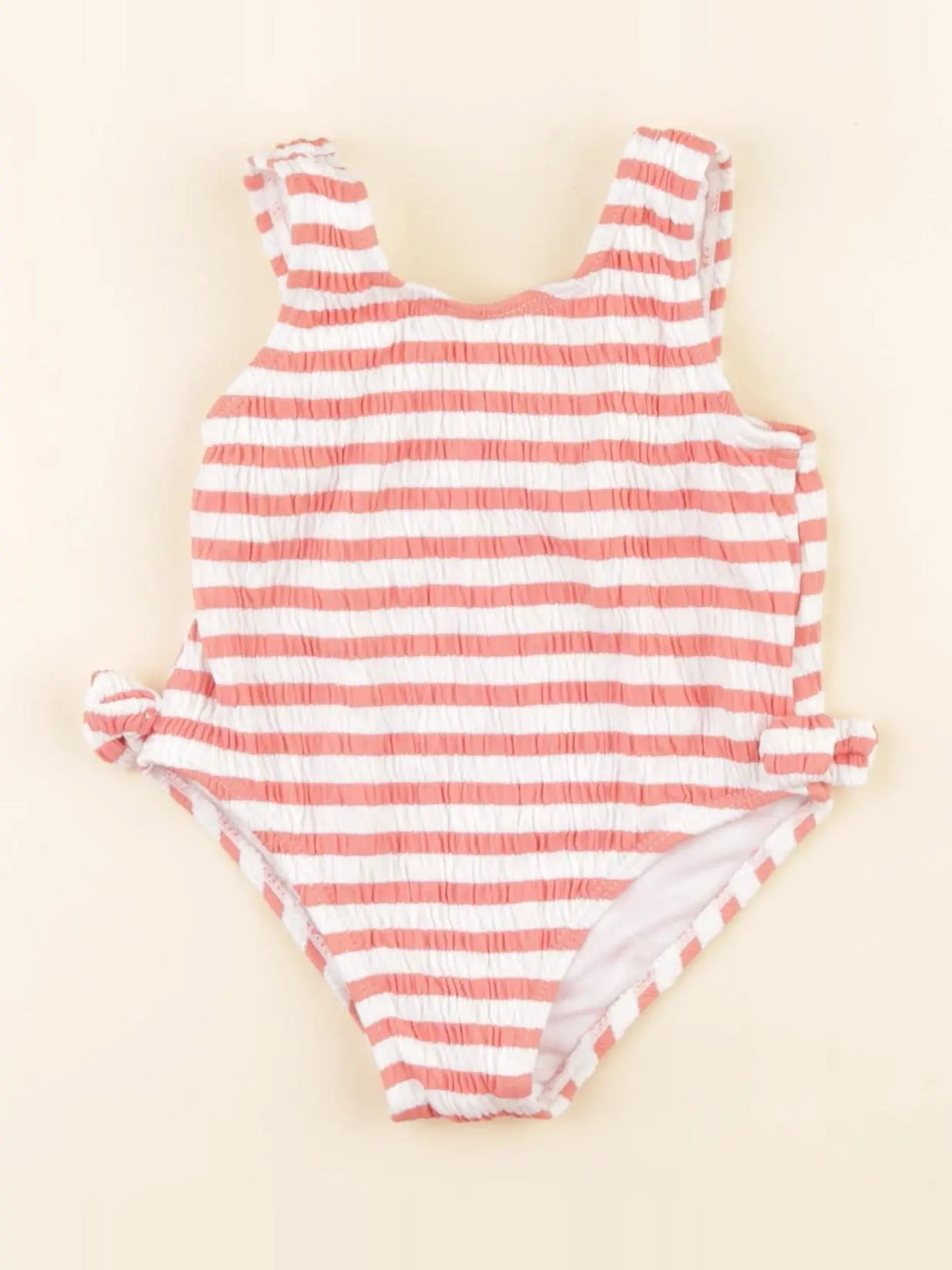 Vertbaudet - maillot de bain rose, blanc - 12 mois