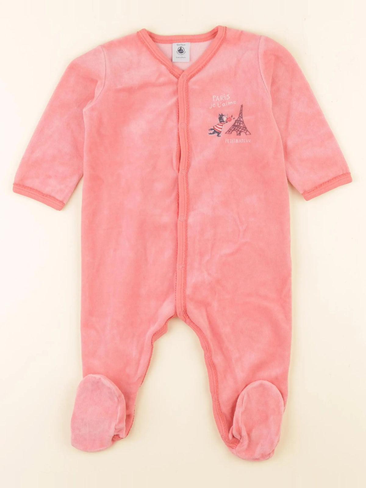 Petit Bateau - pyjama velours orange - 12 mois