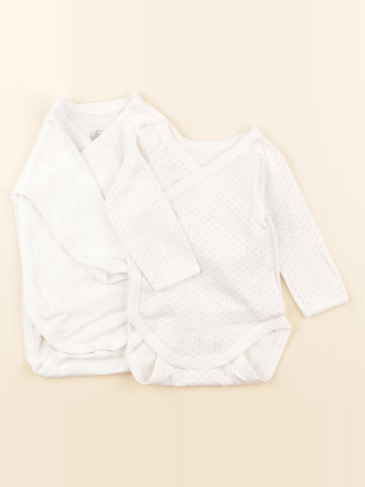 Petit Bateau - lot de 2 bodies en coton rose, blanc - 1 mois