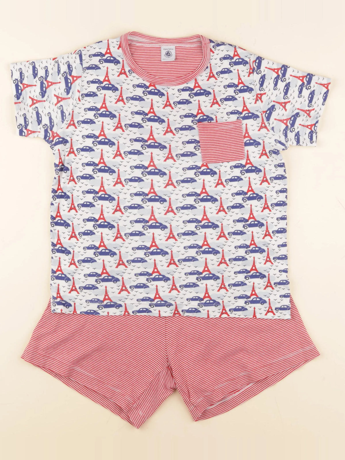 Petit Bateau - pyjama coton rouge, bleu - 10 ans
