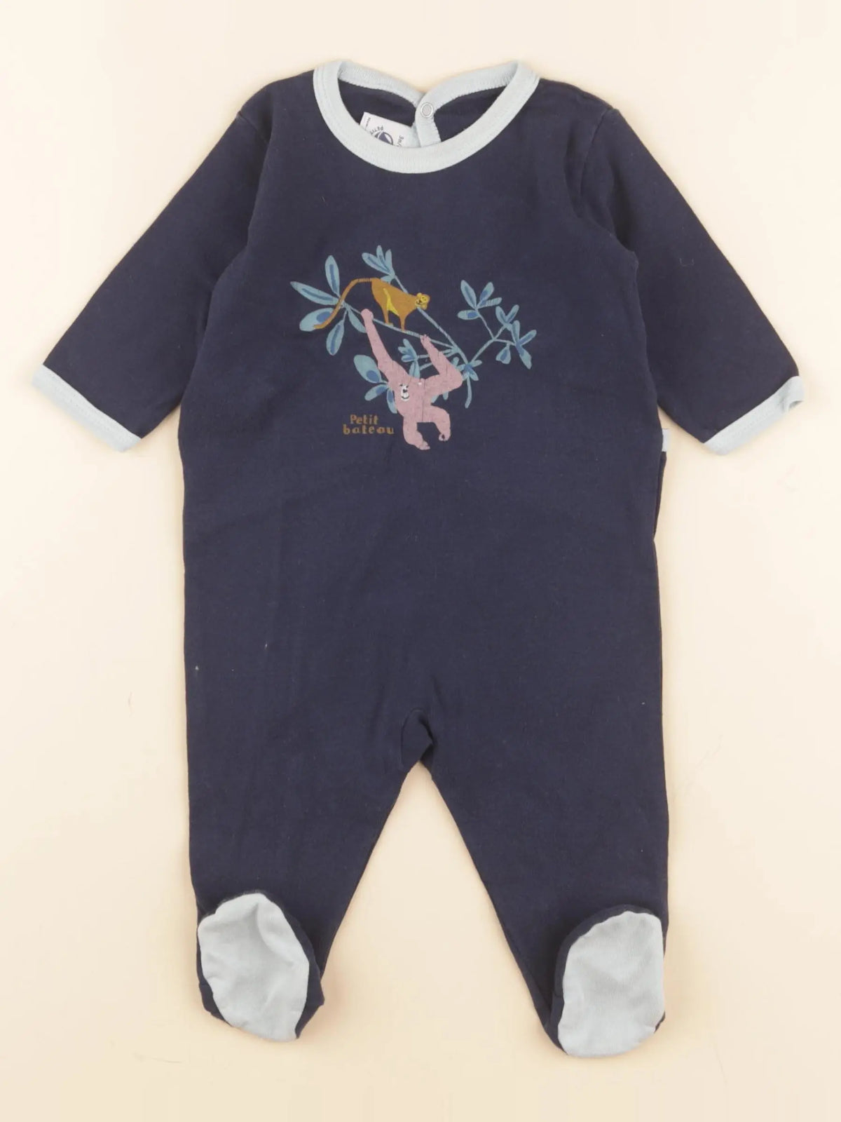 Petit Bateau - pyjama coton bleu - 3 mois