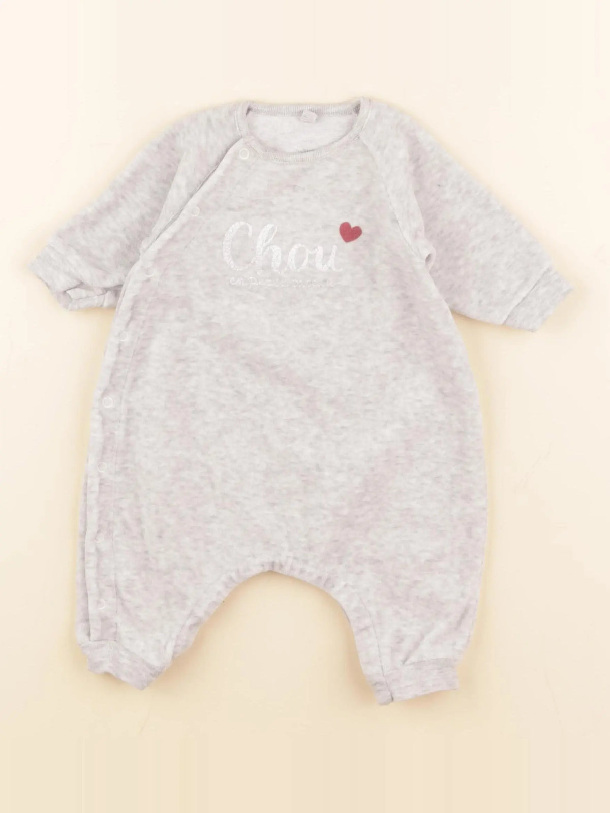 Petit Bateau - pyjama velours gris - 1 mois