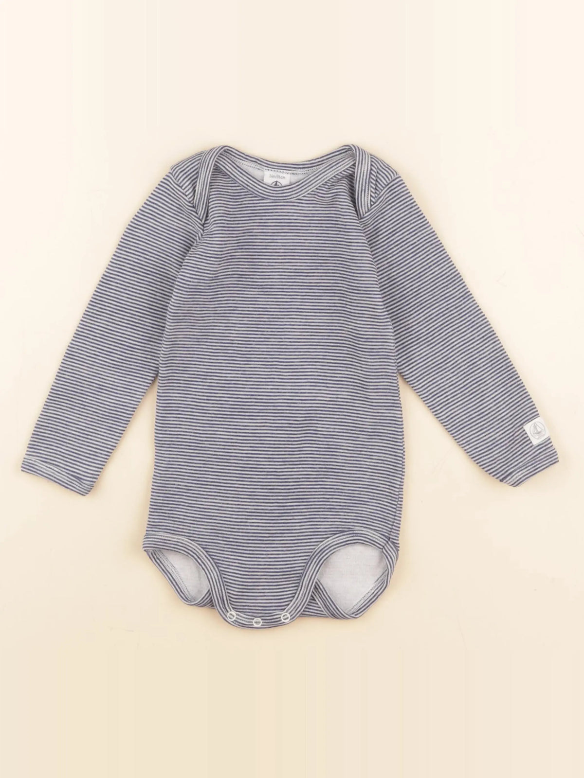 Petit Bateau - body blanc, bleu - 2 ans