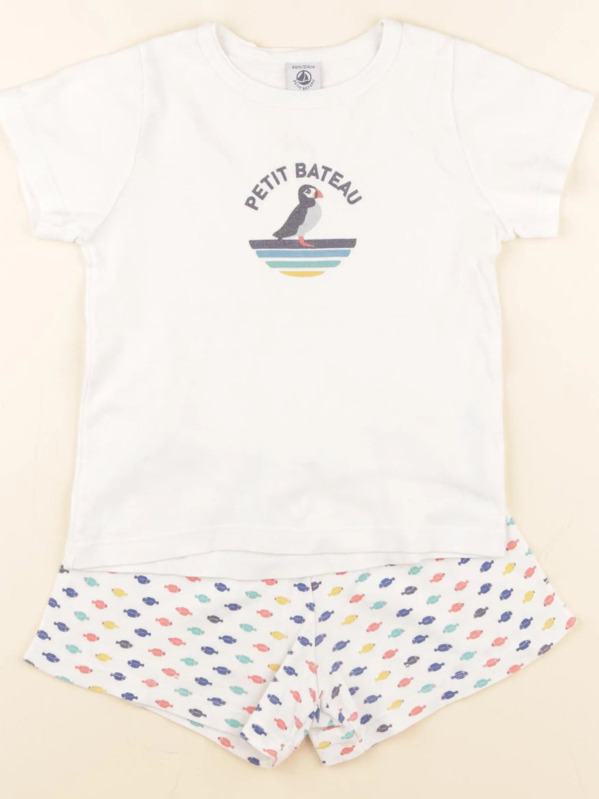 Petit Bateau - pyjama coton blanc - 4 ans