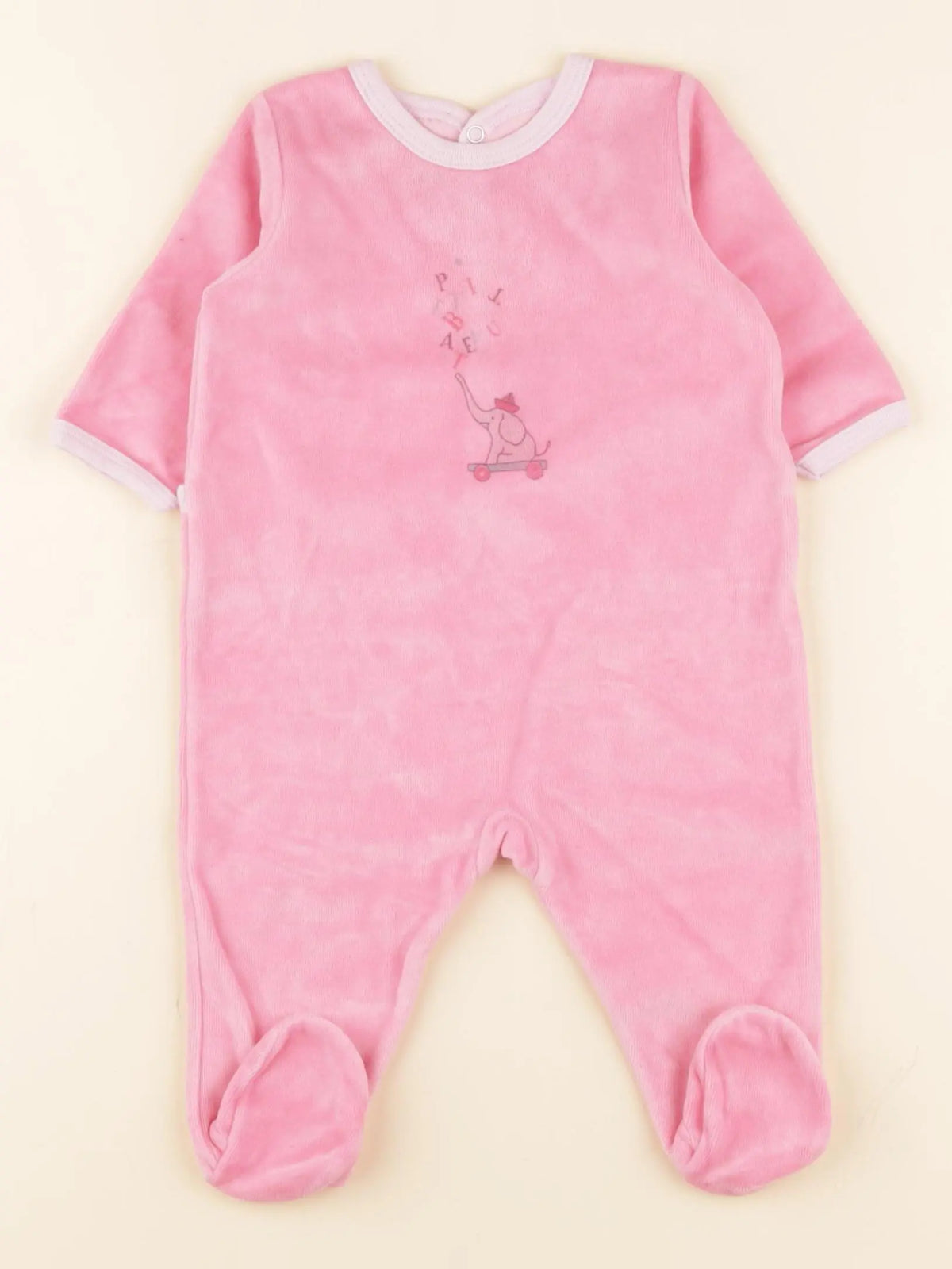 Petit Bateau - pyjama velours rose - 3 mois