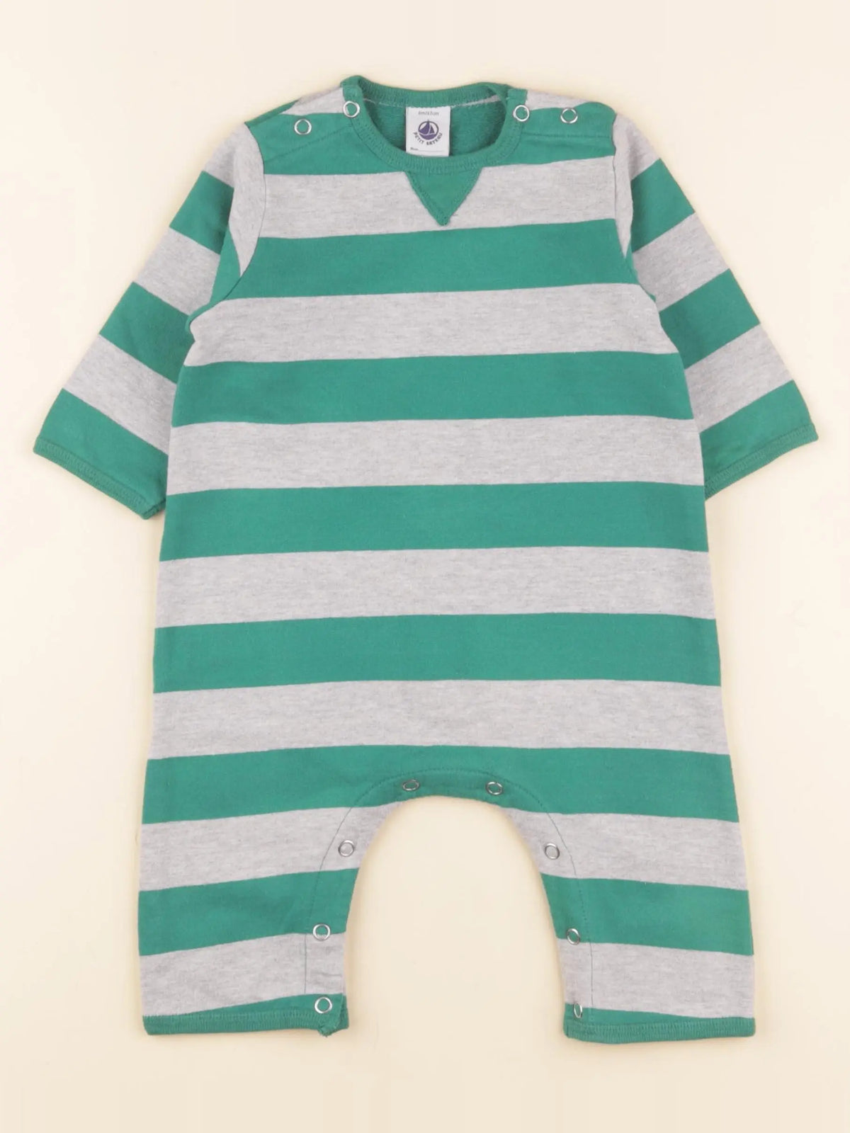 Petit Bateau - combinaison gris, vert - 6 mois