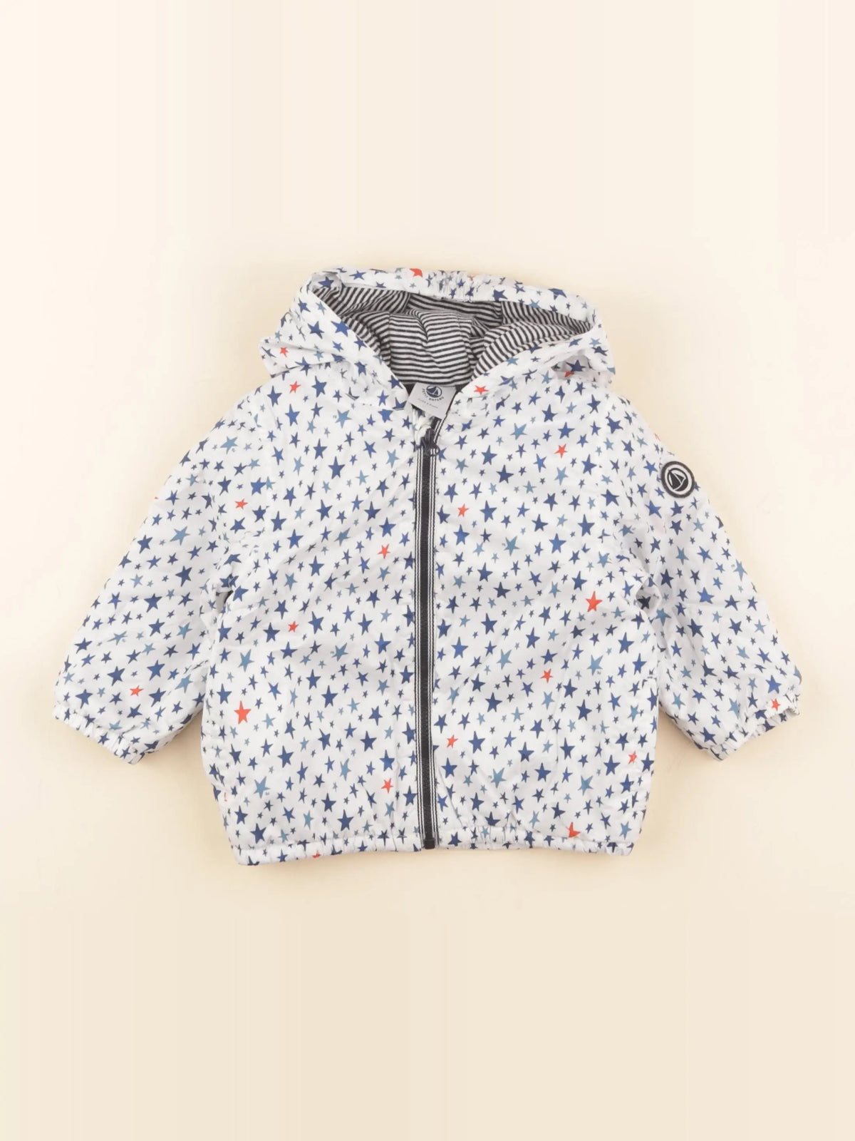 Petit Bateau - imperméable blanc, bleu - 12 mois