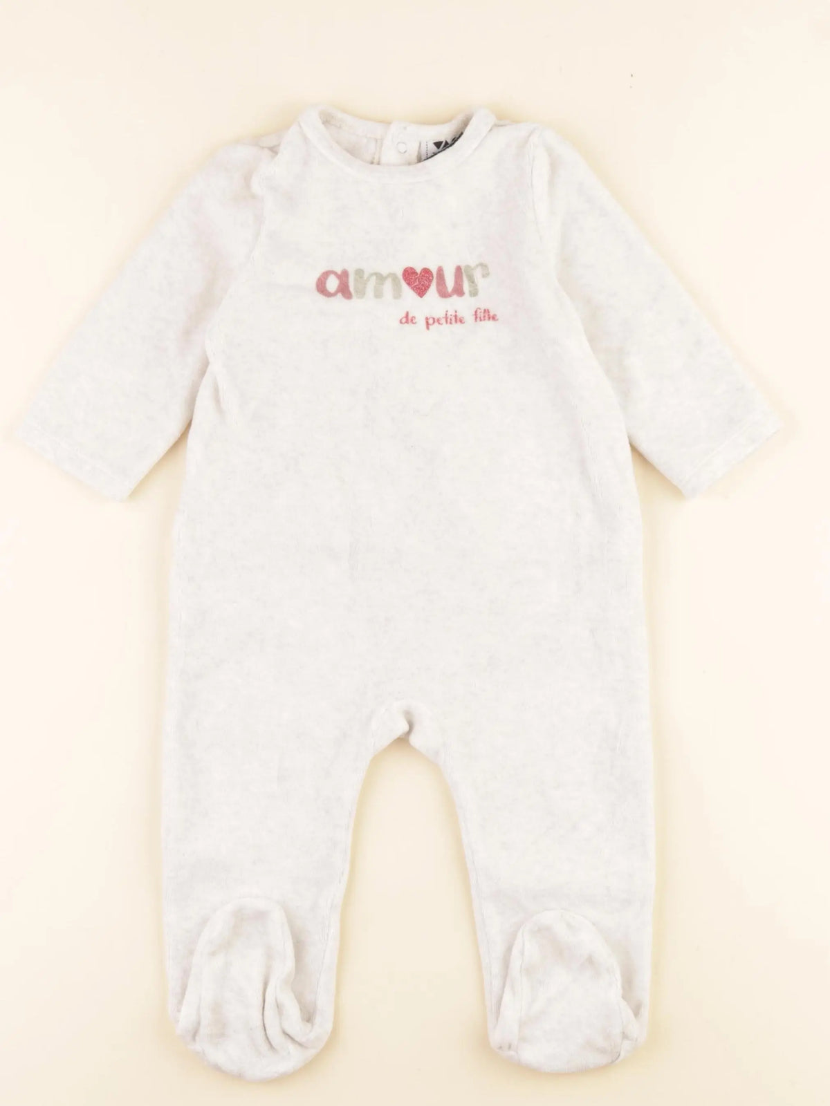 Tape à l'oeil - pyjama velours beige - 12 mois