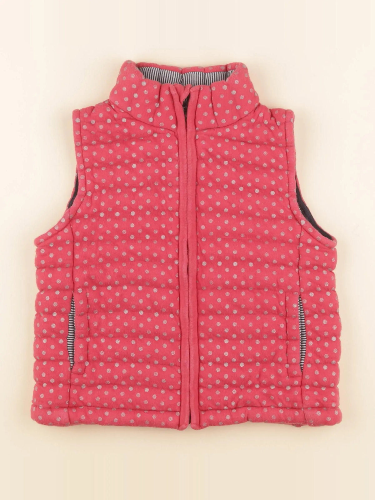 Petit Bateau - gilet rose, argent - 8 ans