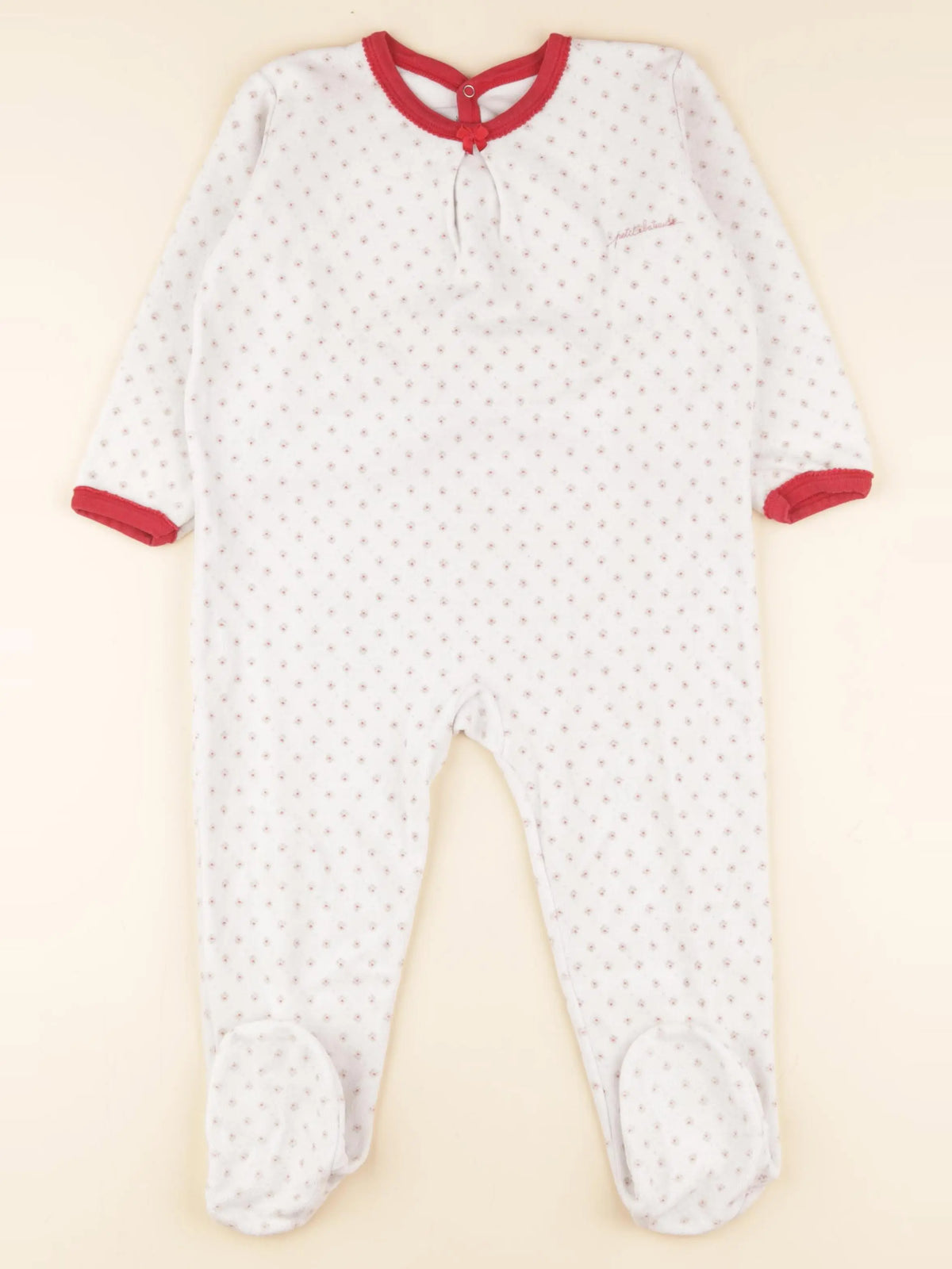 Petit Bateau - pyjama velours blanc, argent - 3 ans