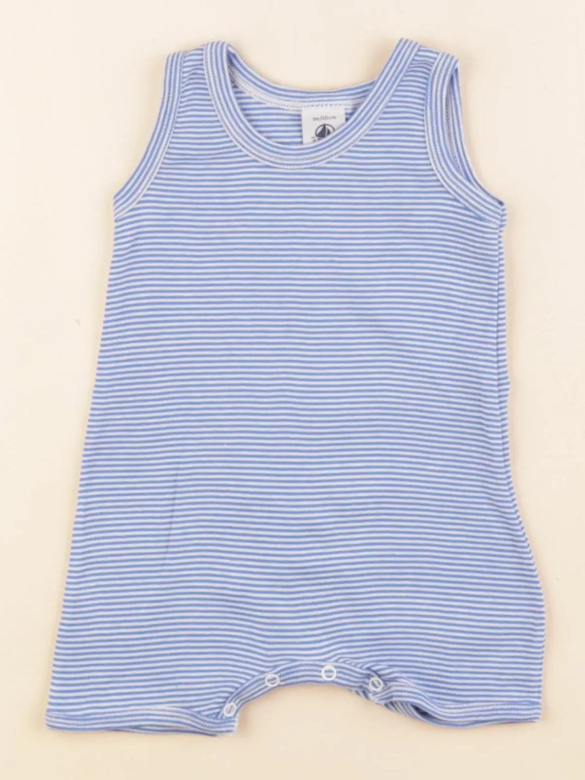 Petit Bateau - pyjama coton bleu, blanc - 3 mois