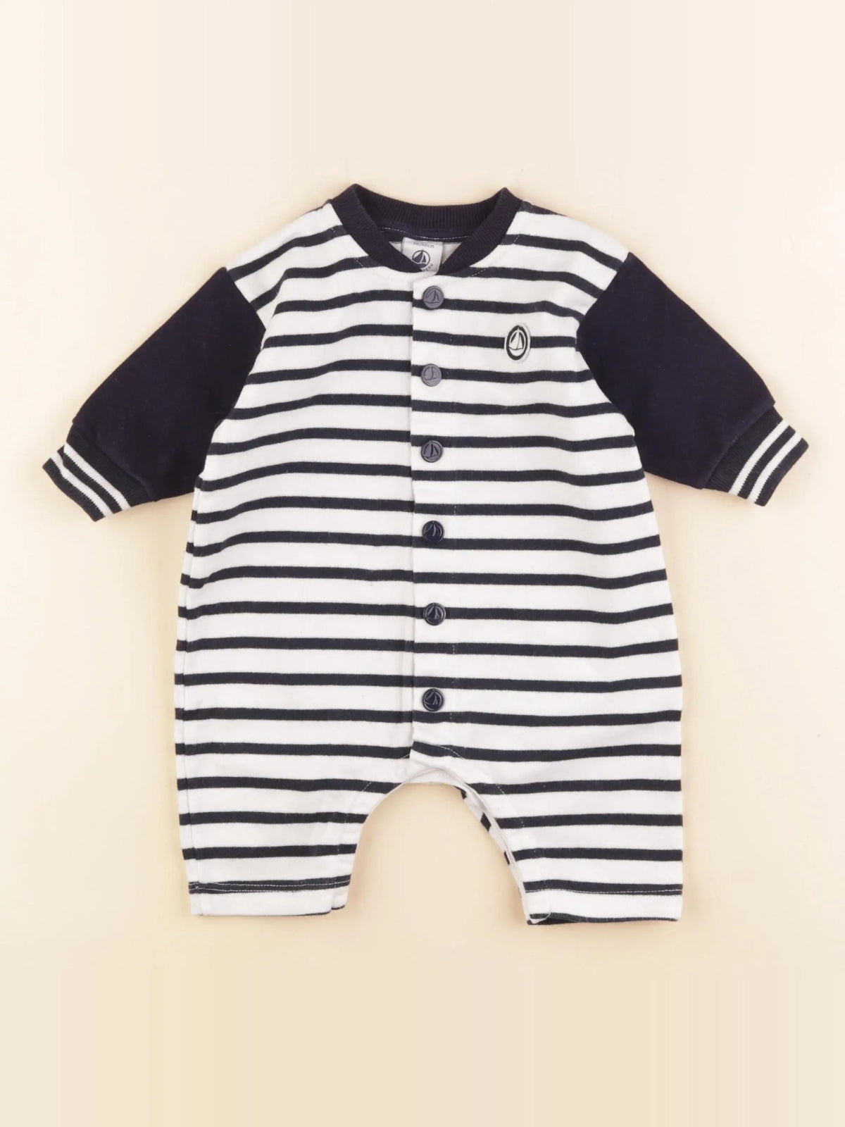 Petit Bateau - combinaison bleu, blanc - 3 mois