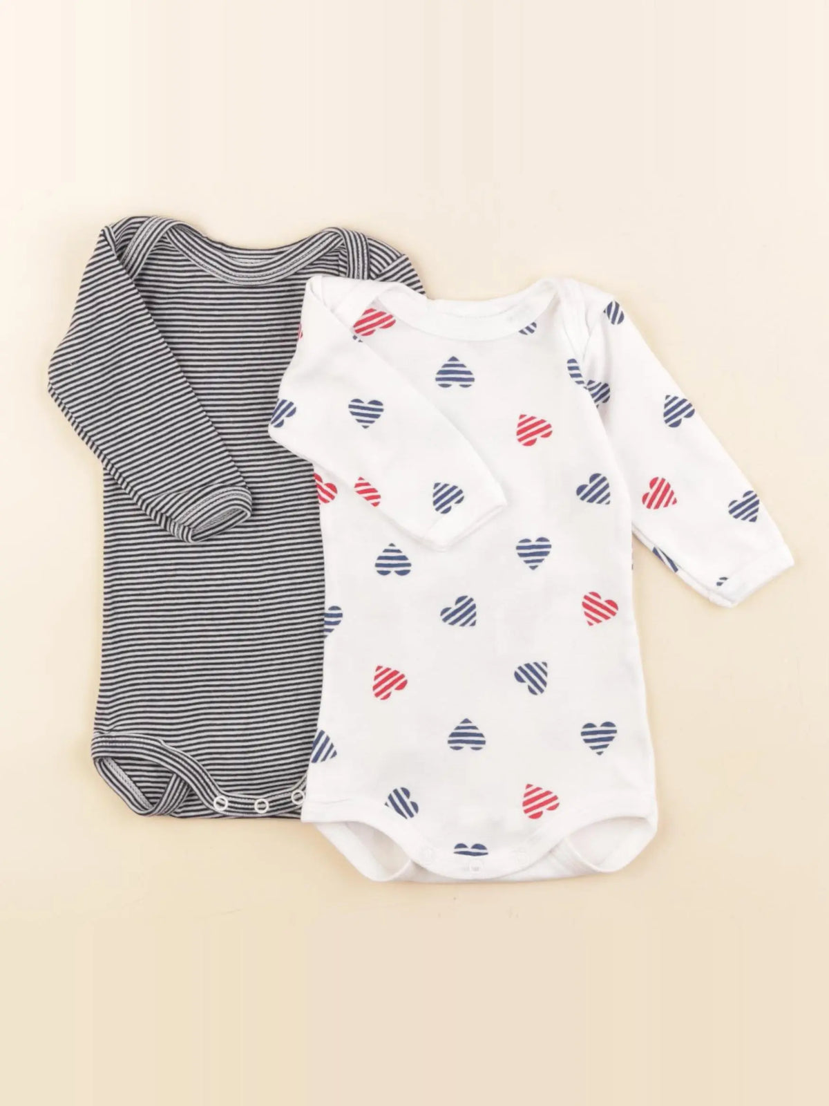 Petit Bateau - lot de 2 bodies en coton bleu, blanc - 3 mois