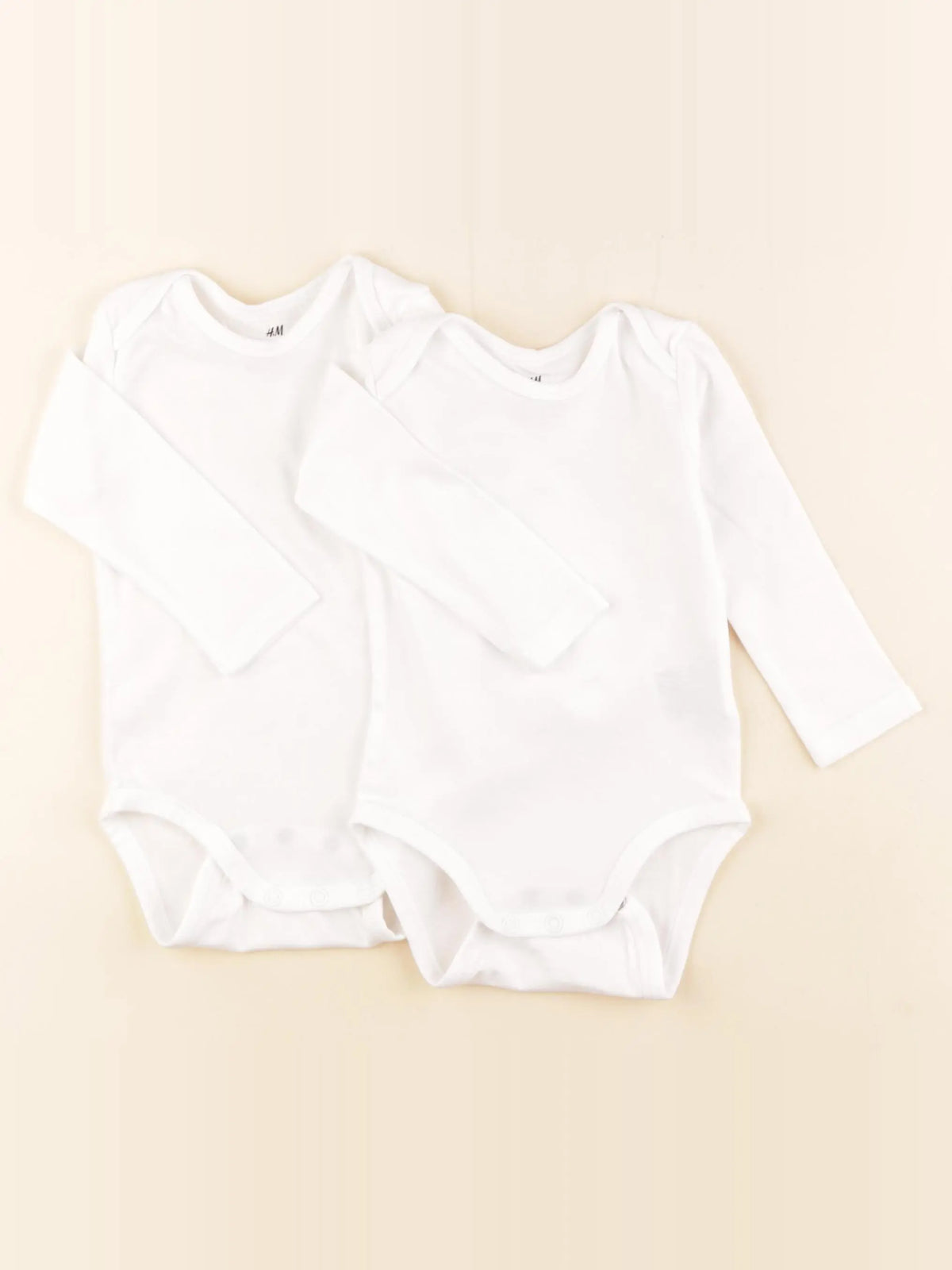 H&M - lot de 2 bodies en coton blanc - 6 mois