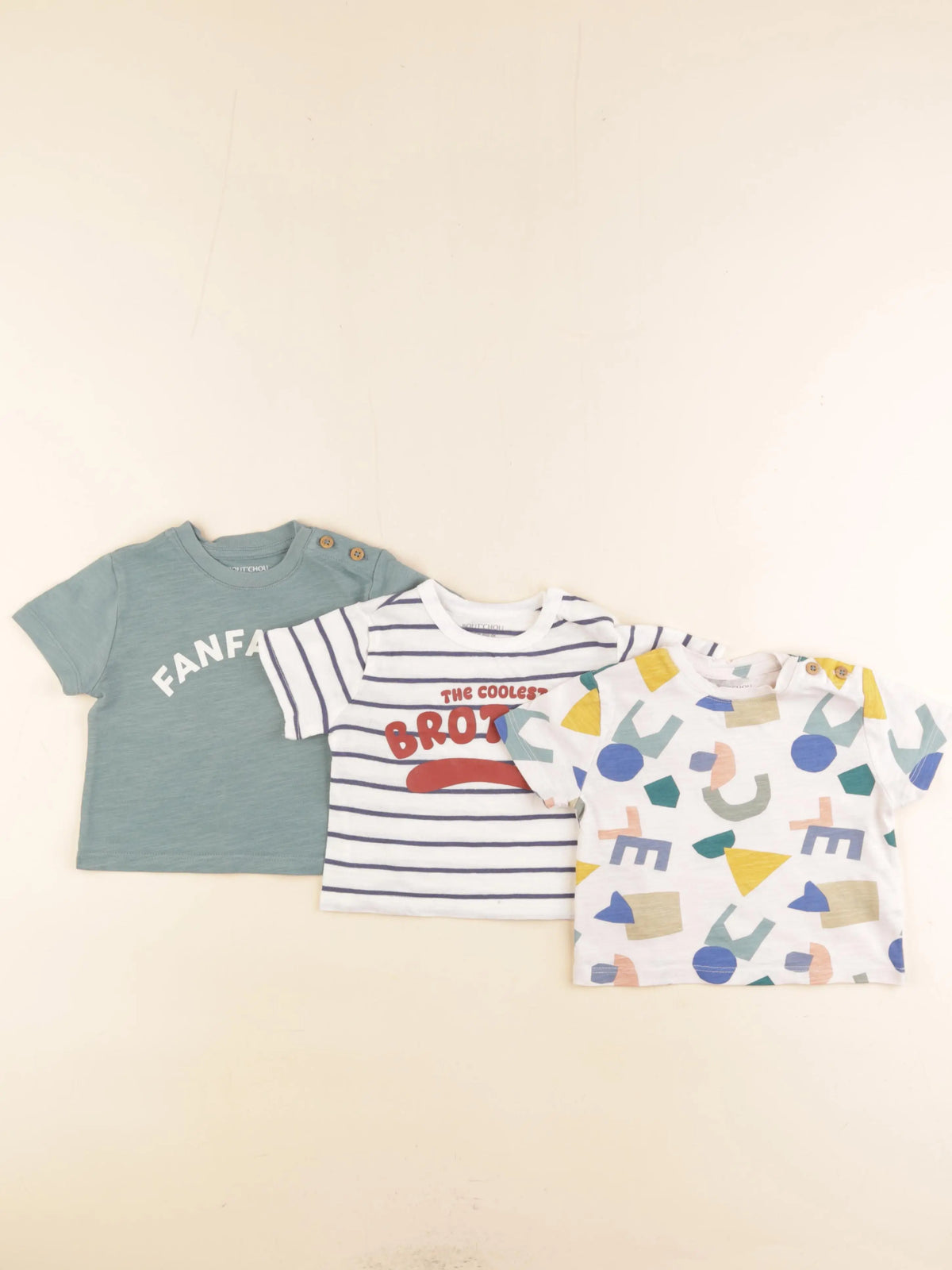 Boutchou - lot de 3 tee-shirts multicolore - 6 mois