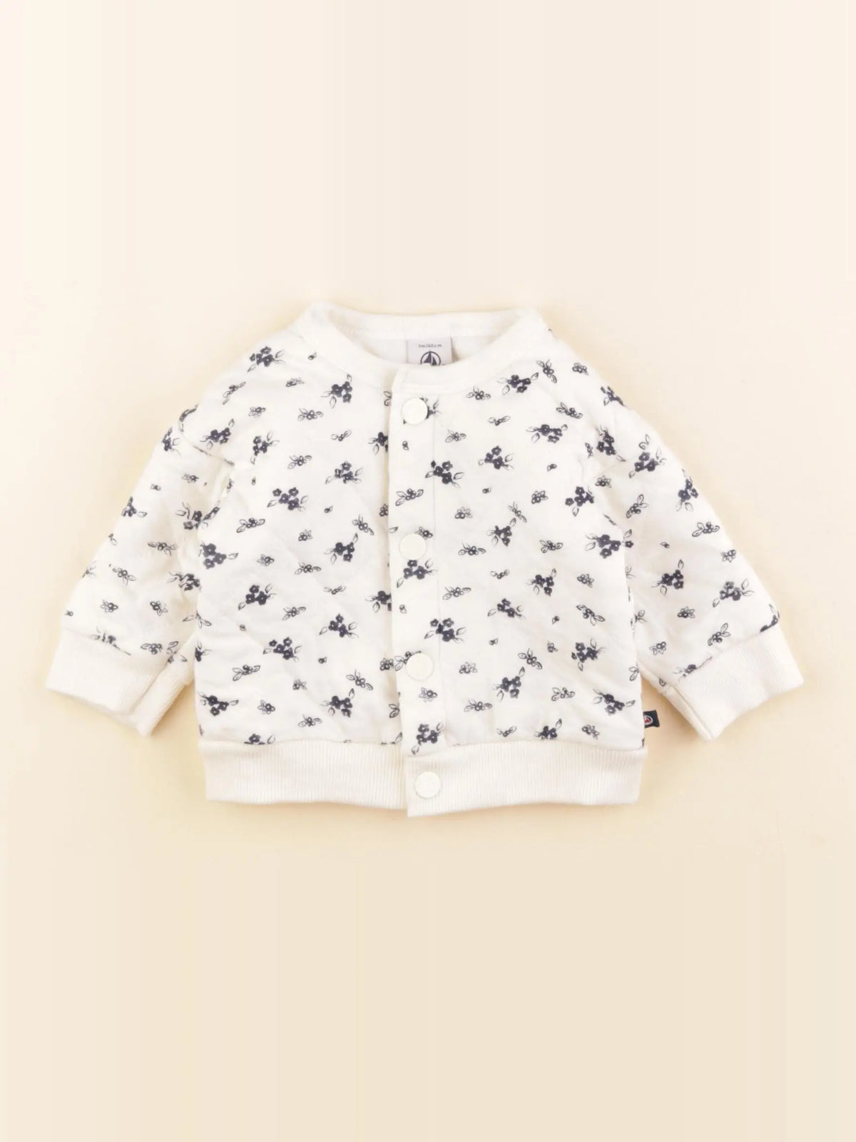 Petit Bateau - sweat beige, bleu - 3 mois