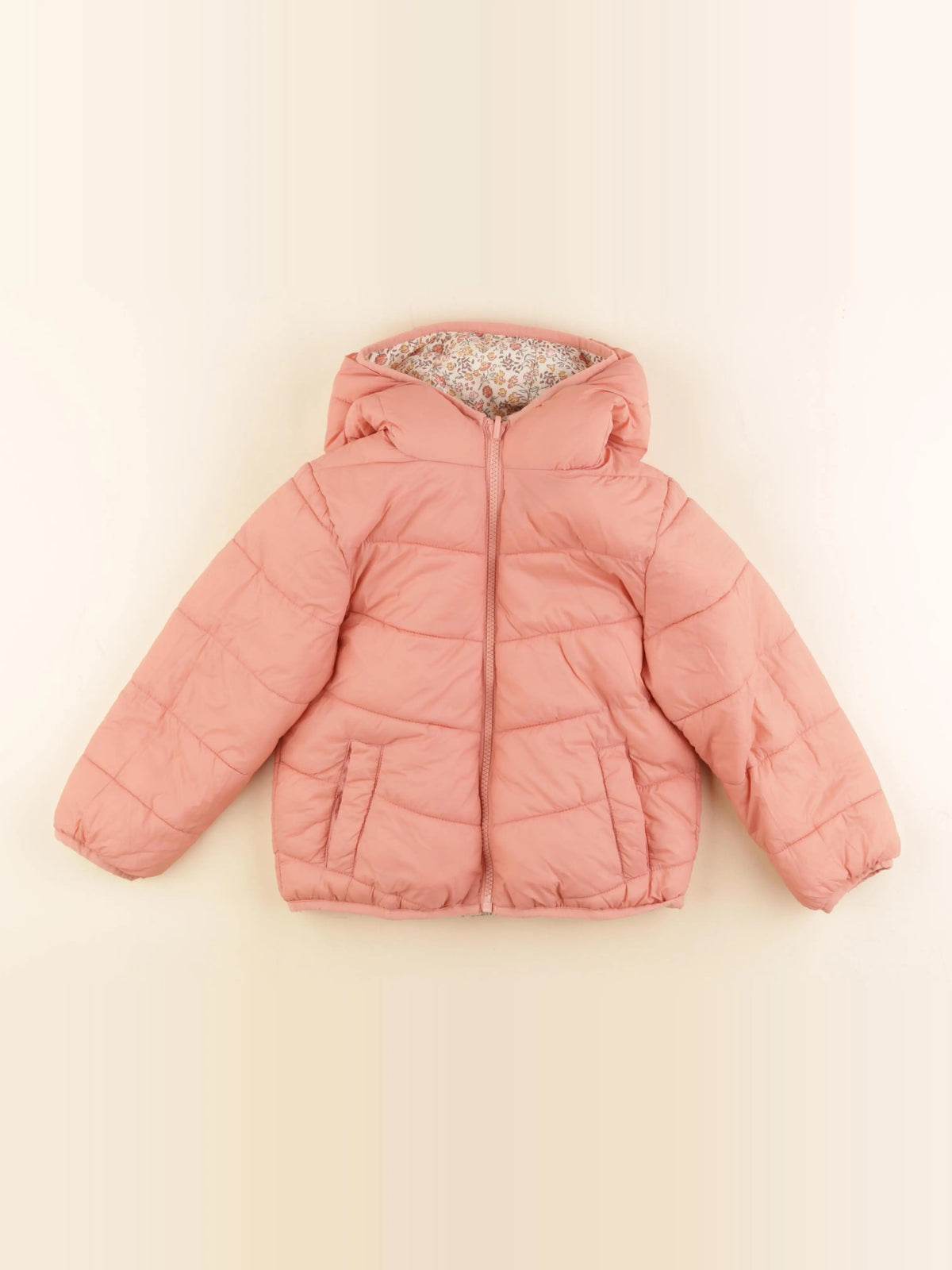 Vertbaudet - doudoune réversible beige, rose - 6 ans