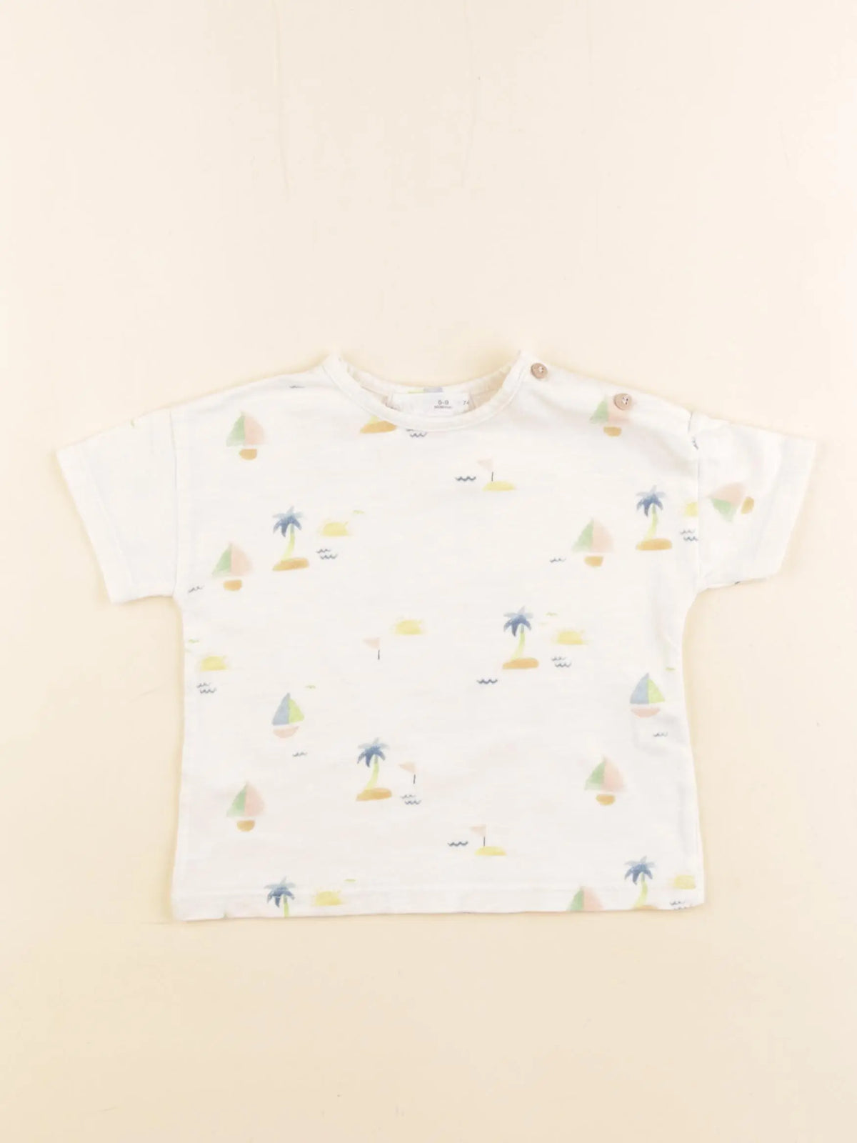 Zara - tee-shirt beige - 6/9 mois
