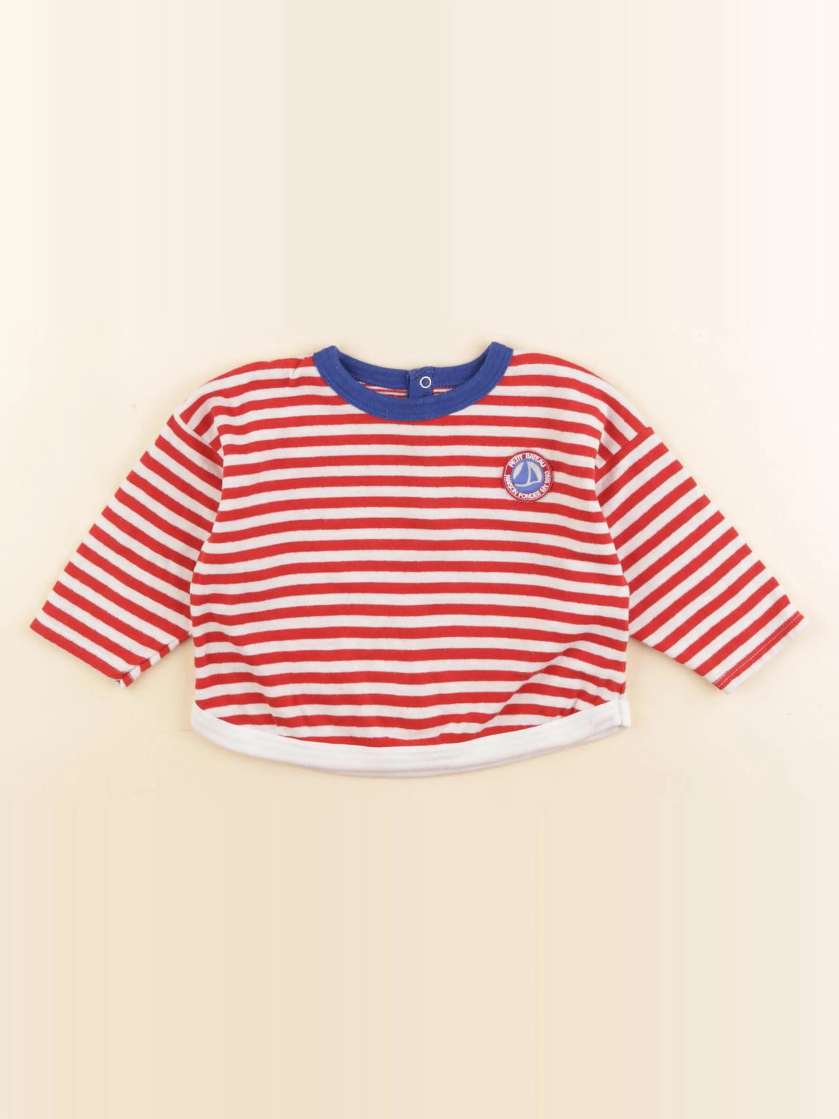 Petit Bateau - sweat blanc, rouge - 12 mois