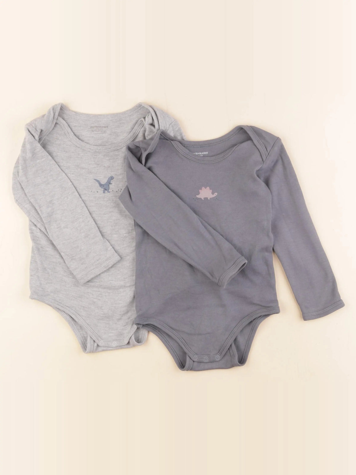 Vertbaudet - lot de 2 bodies en coton gris - 36 mois