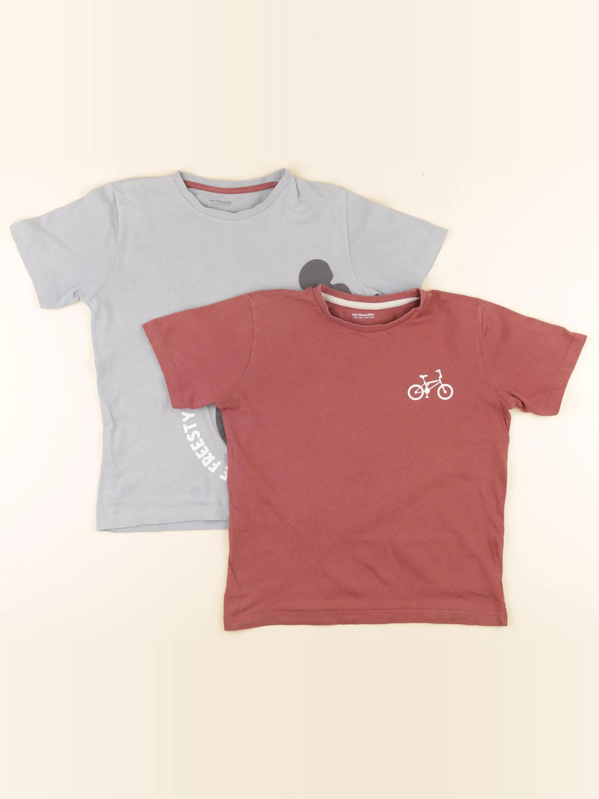 Vertbaudet - lot de 2 tee-shirts bleu, rouge - 10 ans