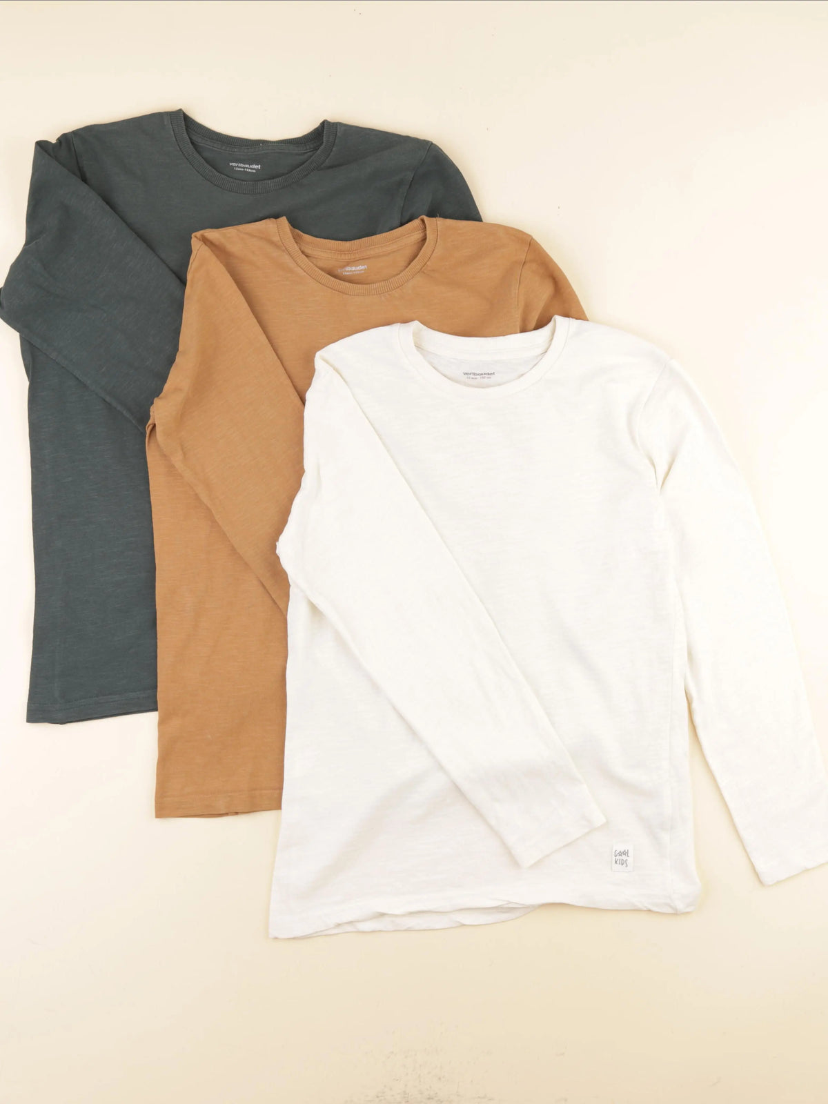 Vertbaudet - lot de 3 tee-shirts marron, vert, beige - 12 ans