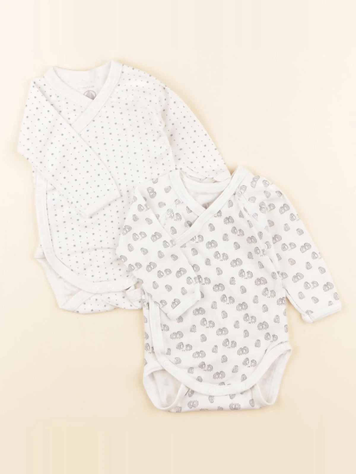 Petit Bateau - lot de 2 bodies en coton blanc - 1 mois