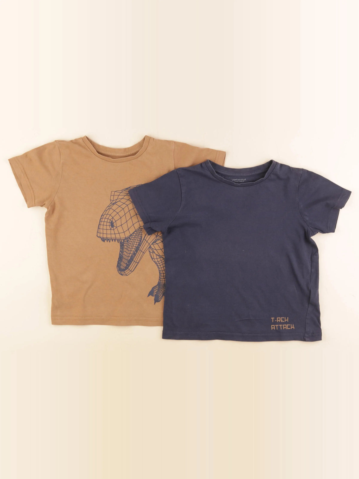 Vertbaudet - lot de 2 tee-shirts marron, bleu - 6 ans