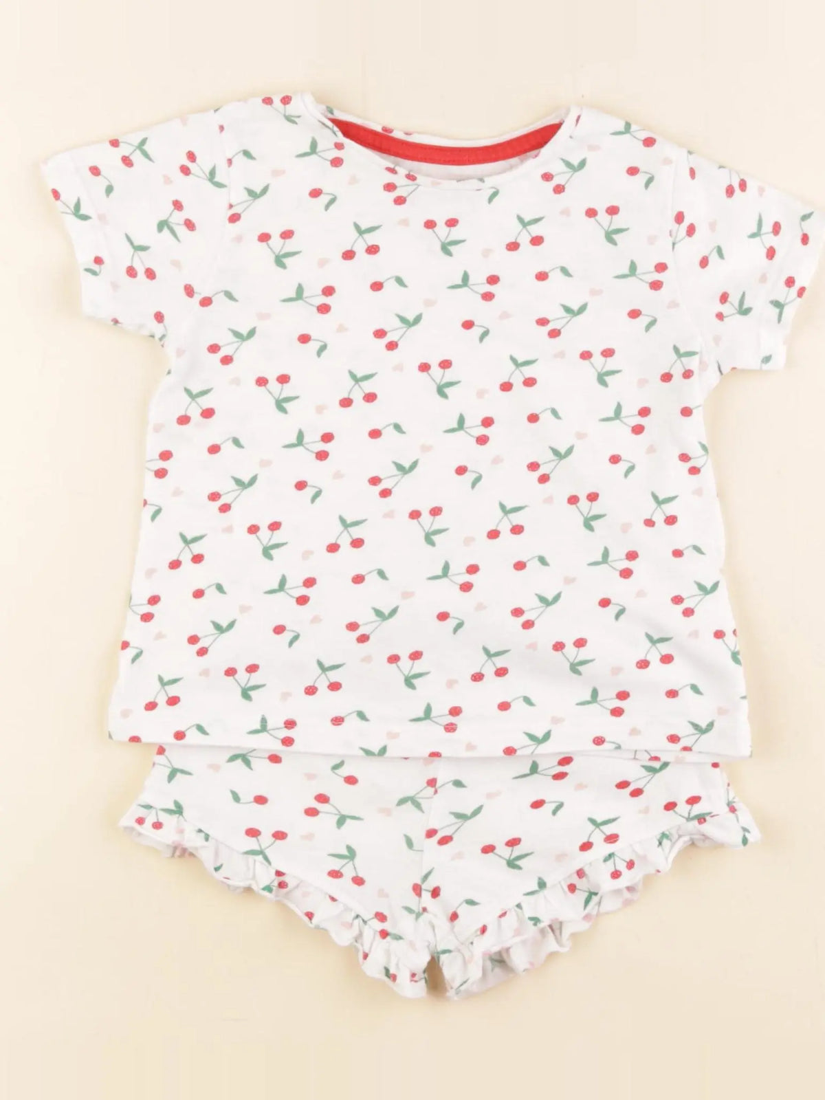 Vertbaudet - pyjama coton blanc, rouge - 2 ans