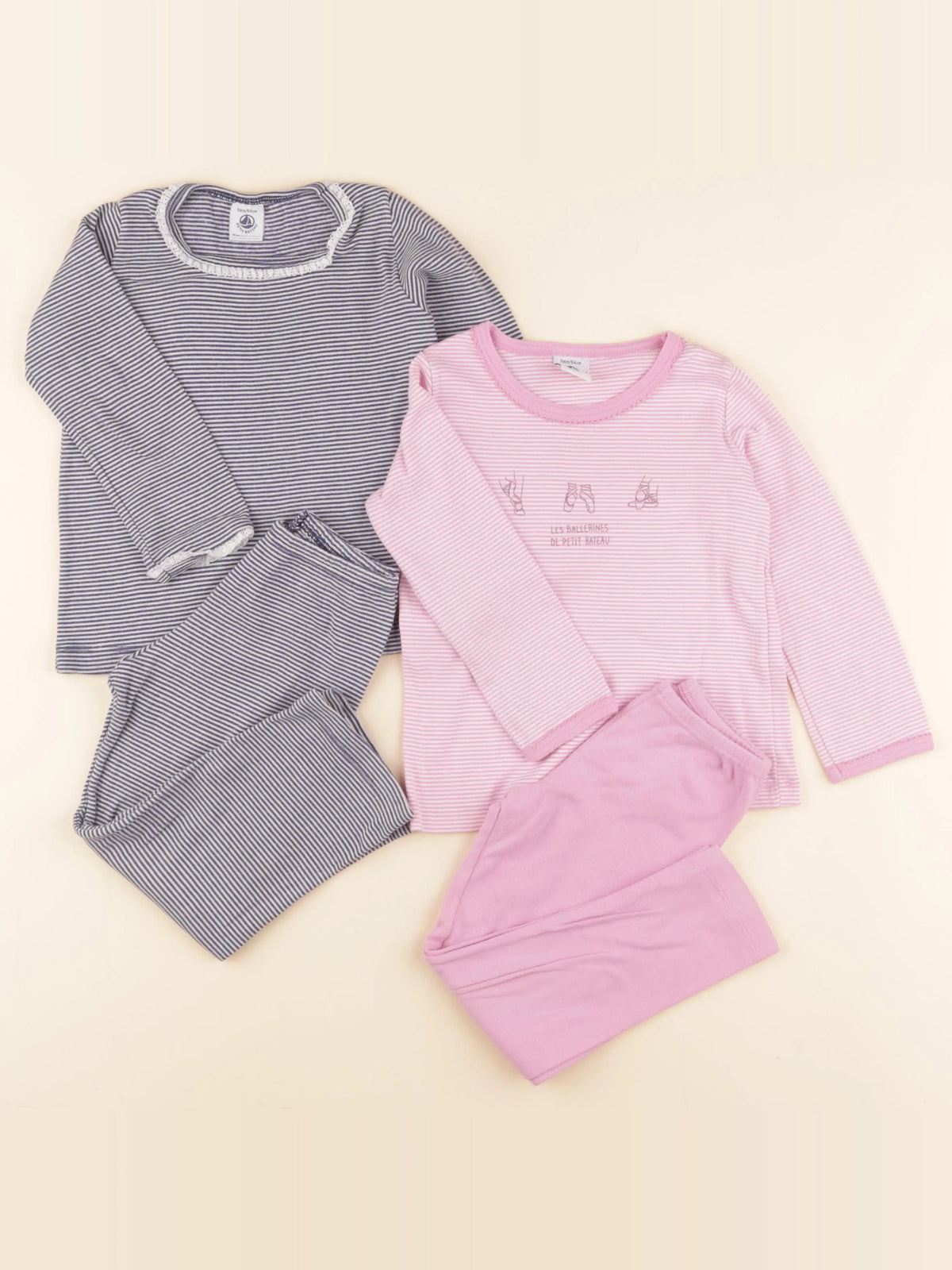 Petit Bateau - lot de 2 pyjamas coton bleu, rose - 3 ans