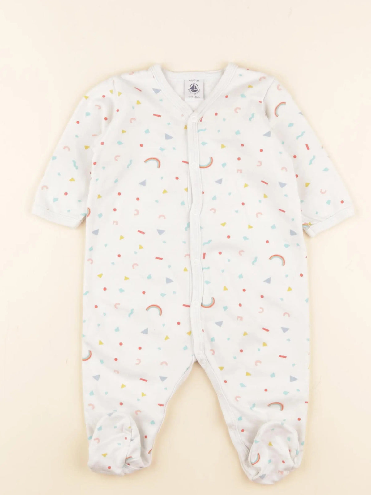 Petit Bateau - pyjama coton blanc - 6 mois