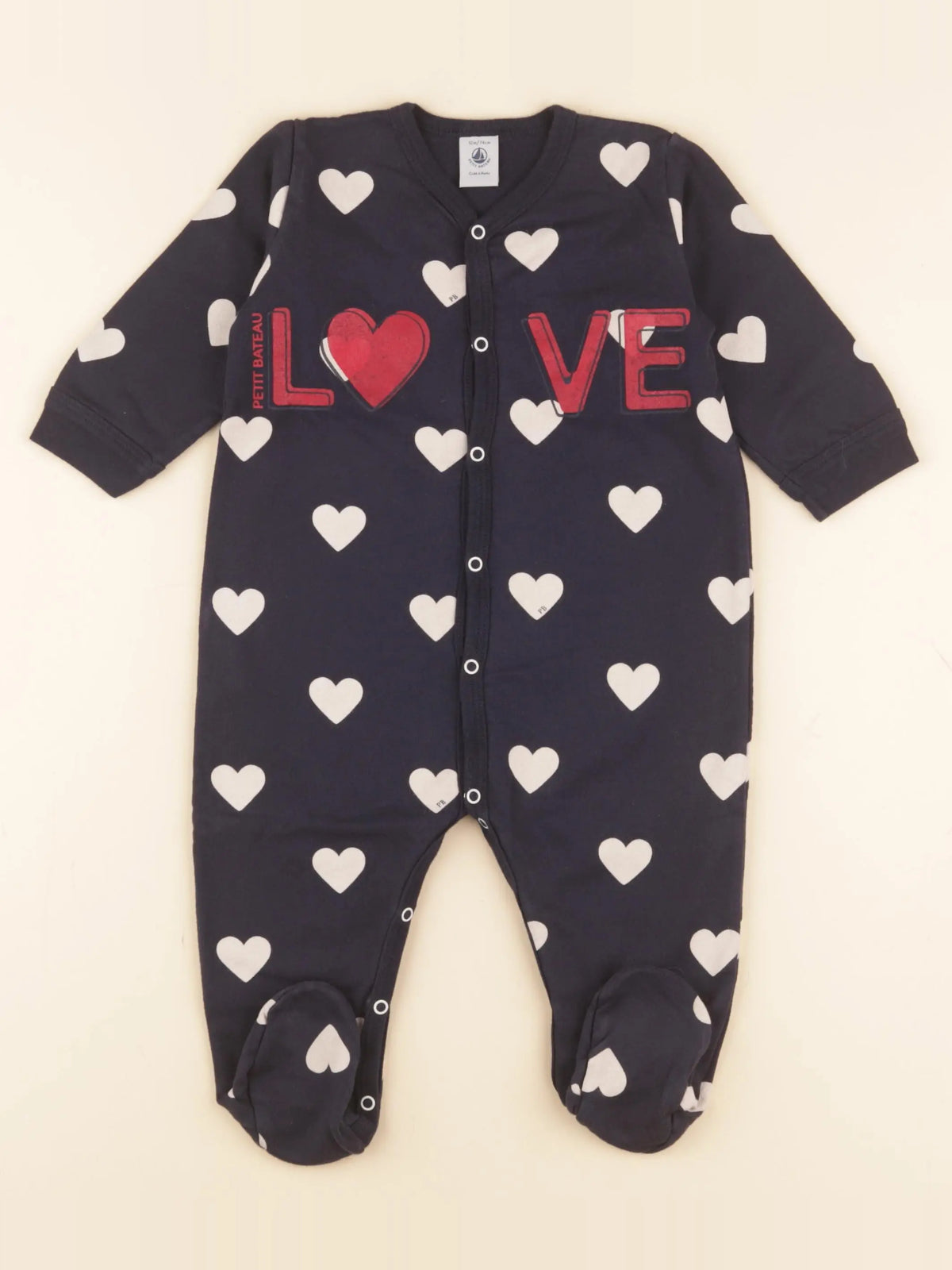 Petit Bateau - pyjama coton bleu - 12 mois