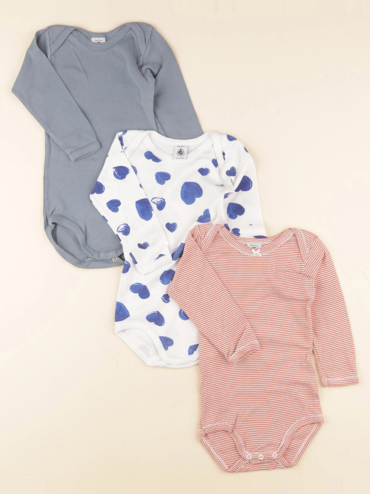 Petit Bateau - lot de 3 bodies en coton multicolore - 18 mois