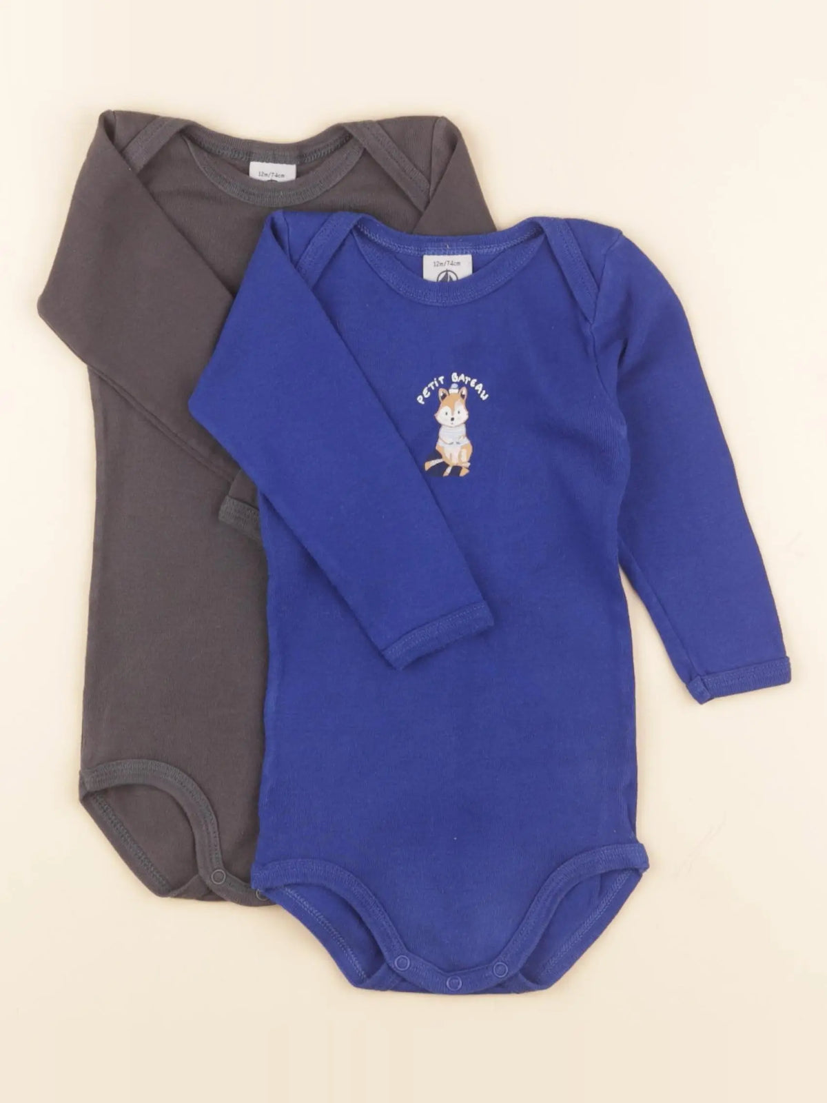Petit Bateau - lot de 2 bodies en coton multicolore - 12 mois
