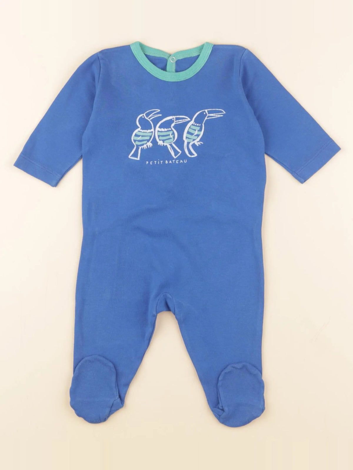 Petit Bateau - pyjama coton bleu - 3 mois