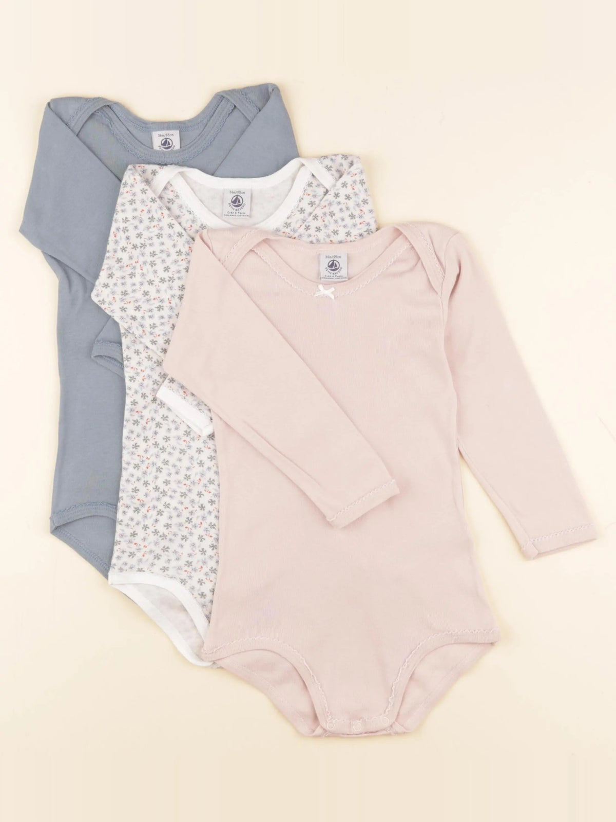 Petit Bateau - lot de 3 bodies en coton multicolore - 36 mois