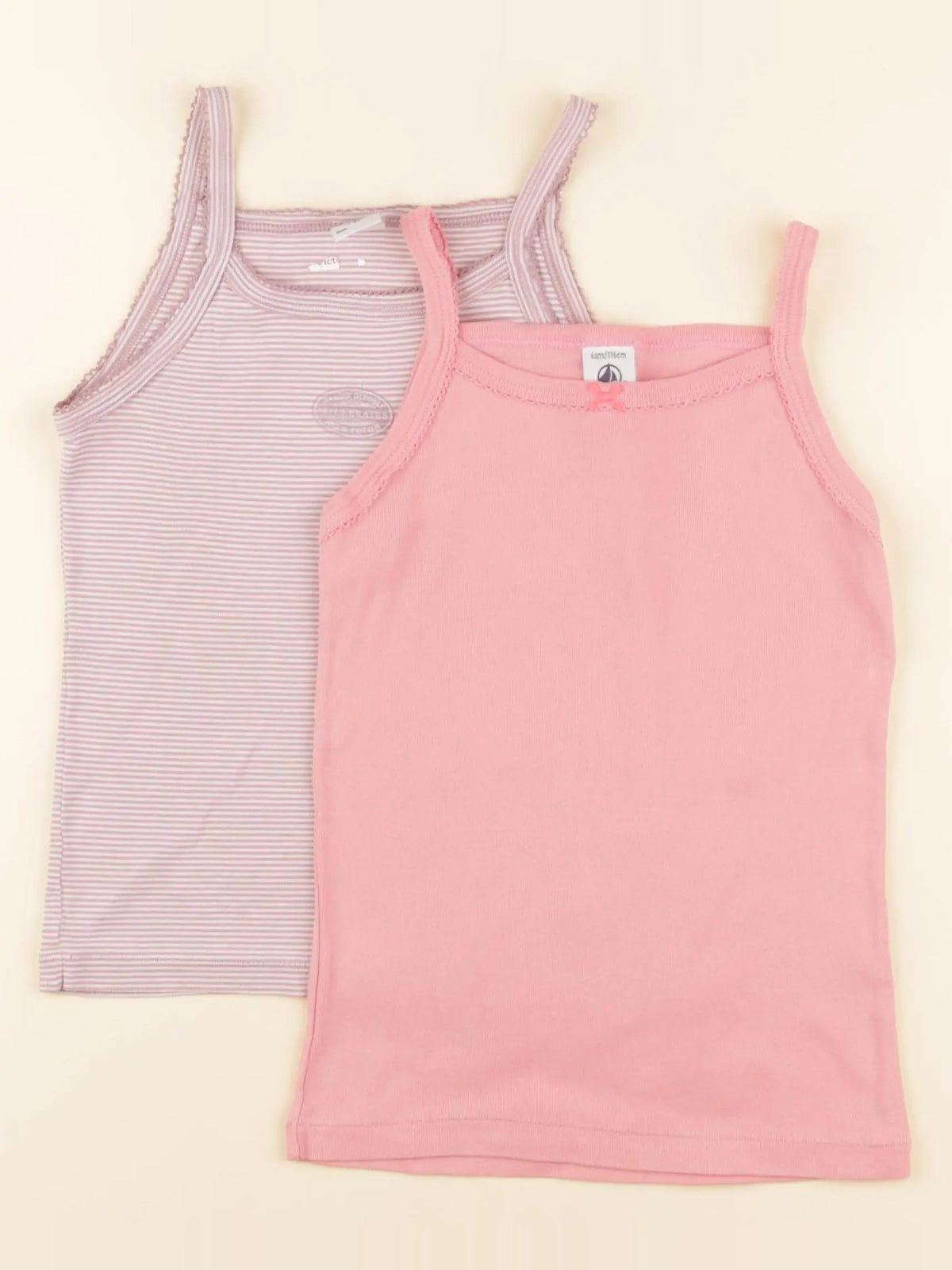 Petit Bateau - lot de 2 maillots de corps violet, rose - 6 ans