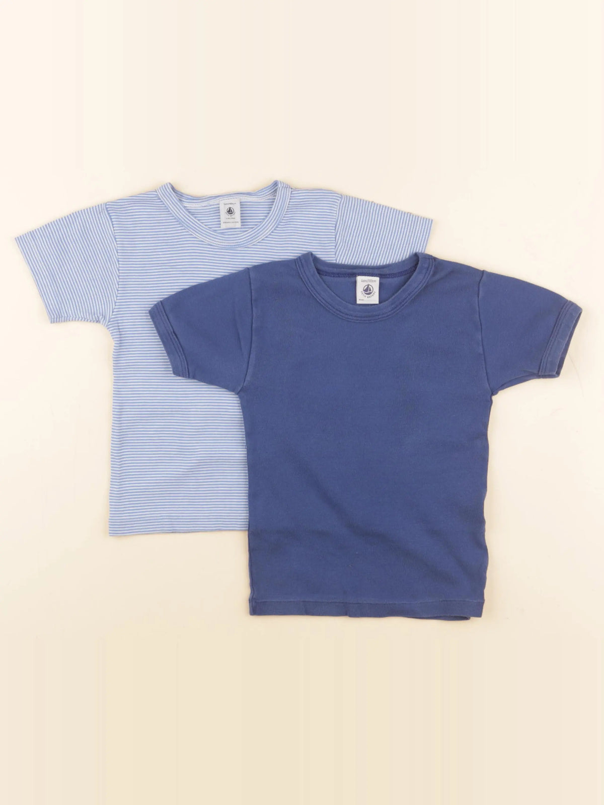 Petit Bateau - lot de 2 maillots de corps bleu - 4 ans