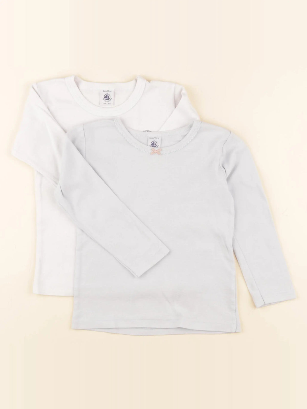 Petit Bateau - lot de 2 maillots de corps bleu, blanc - 3 ans