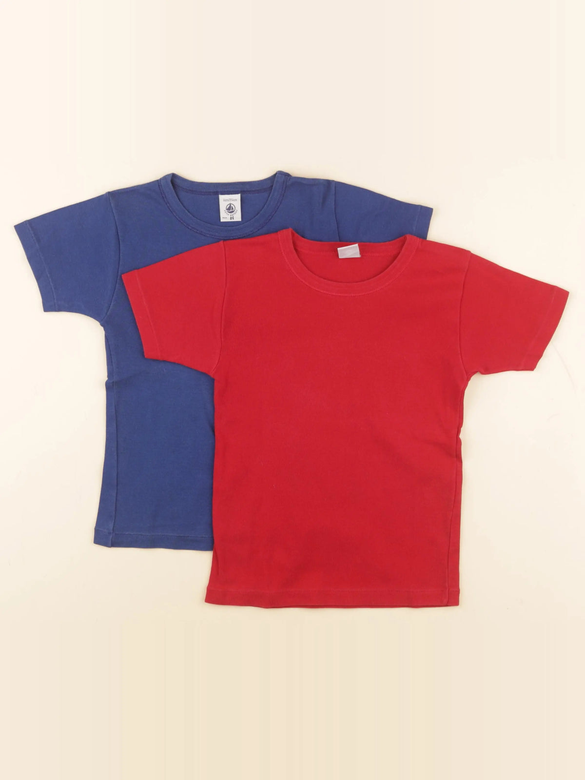 Petit Bateau - lot de 2 maillots de corps bleu, rouge - 6 ans