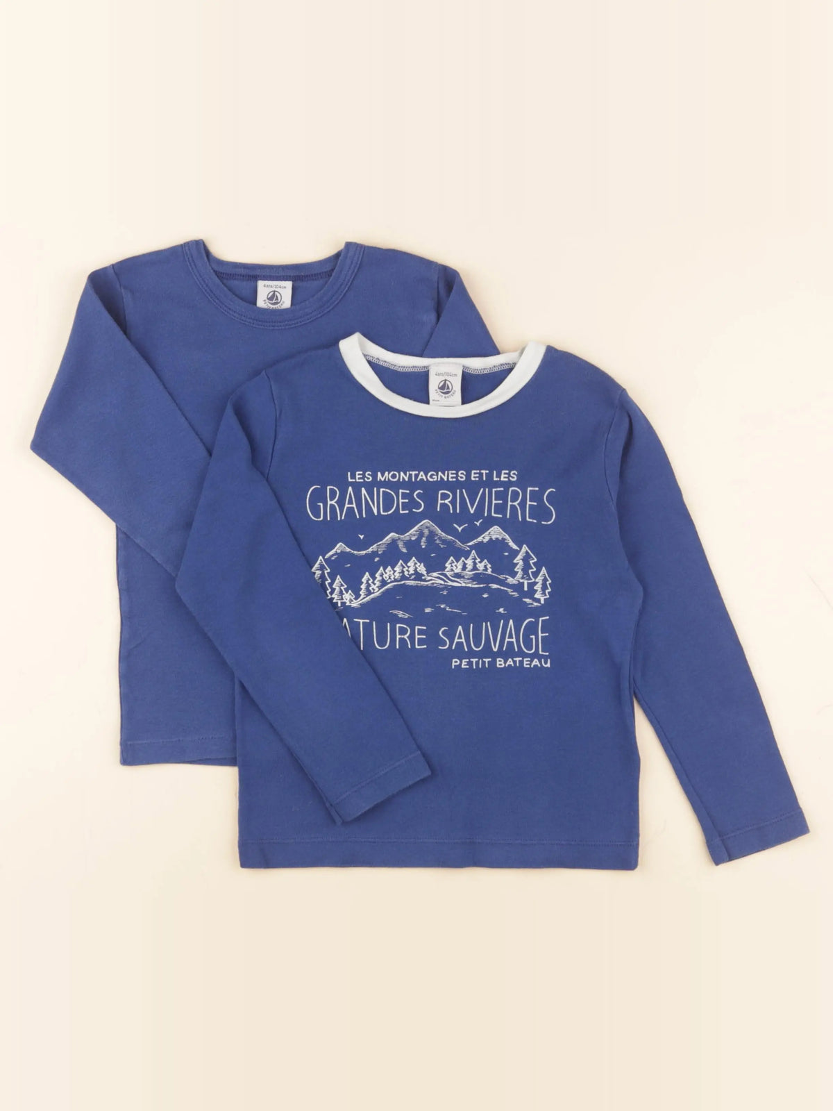Petit Bateau - lot de 2 maillots de corps bleu - 4 ans